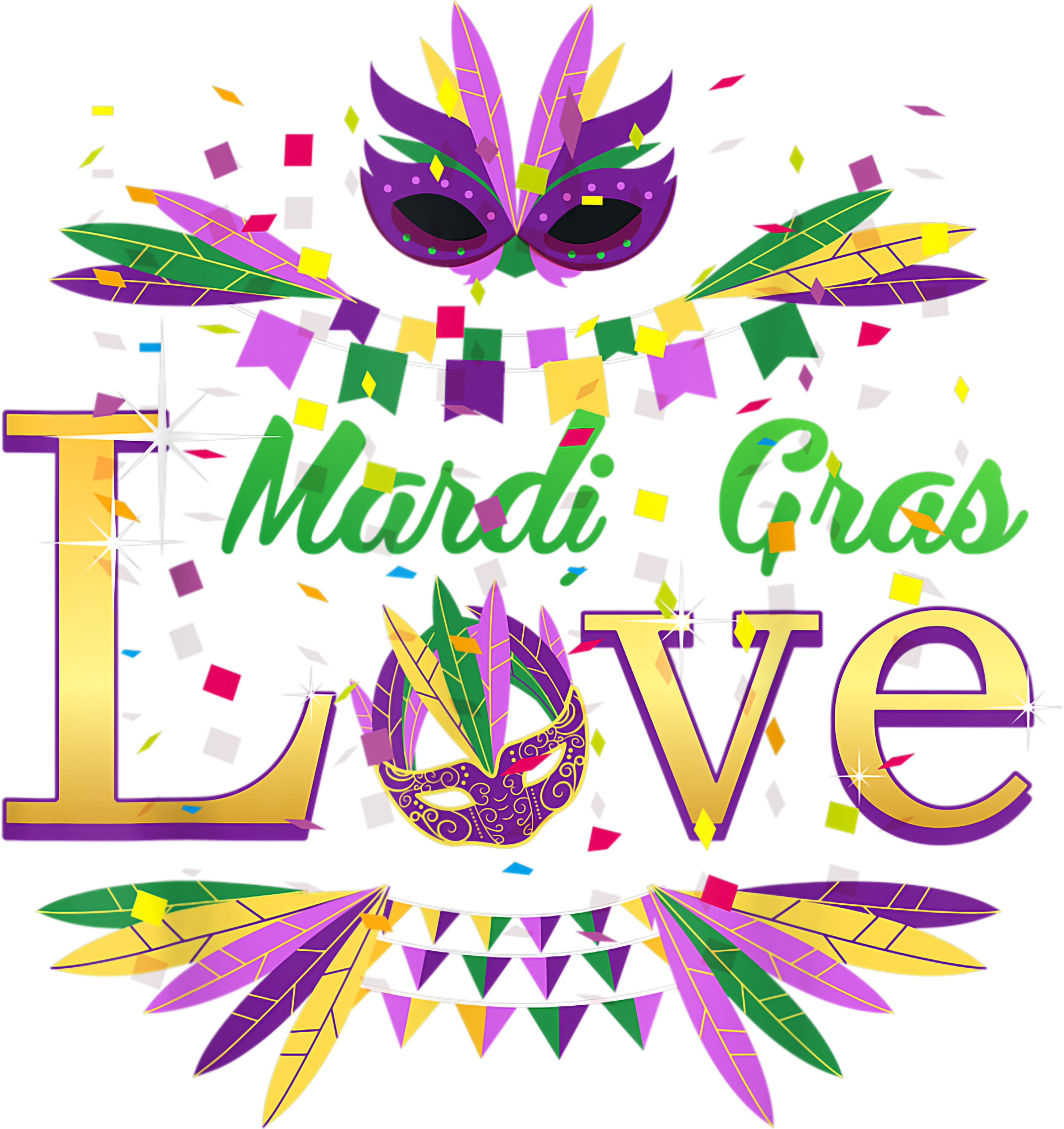Mardi Gras 625 - Mardi Gras Love Costume Mask Gift For Men Or Women T Shirt