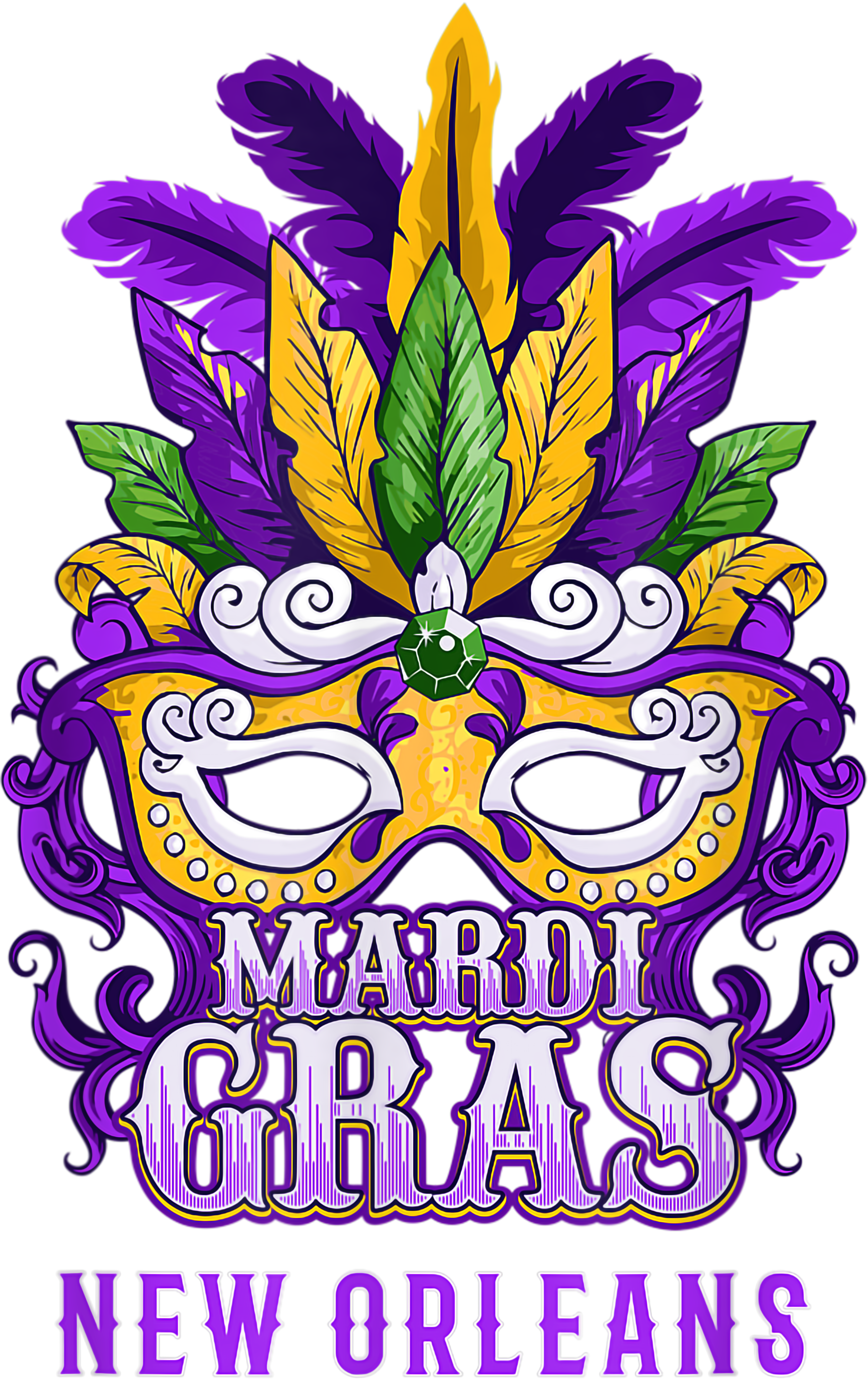 Mardi Gras 642 - Mardi Gras Parade T Shirt New Orleans Louisiana Mask Feather