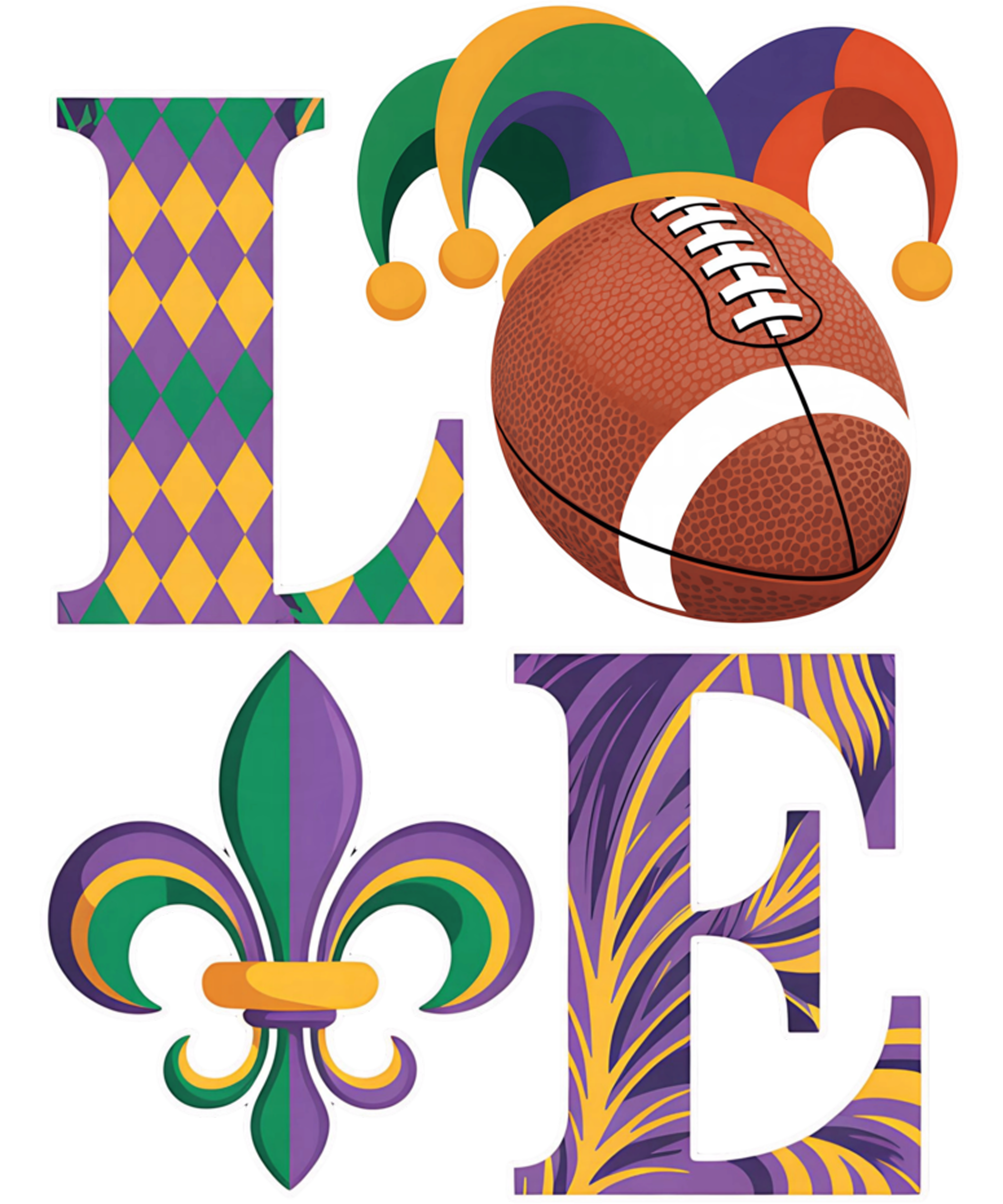 Mardi Gras 404 - Funny Love Football Mardi Gras Costume Carnival Women Men Sweatshirt