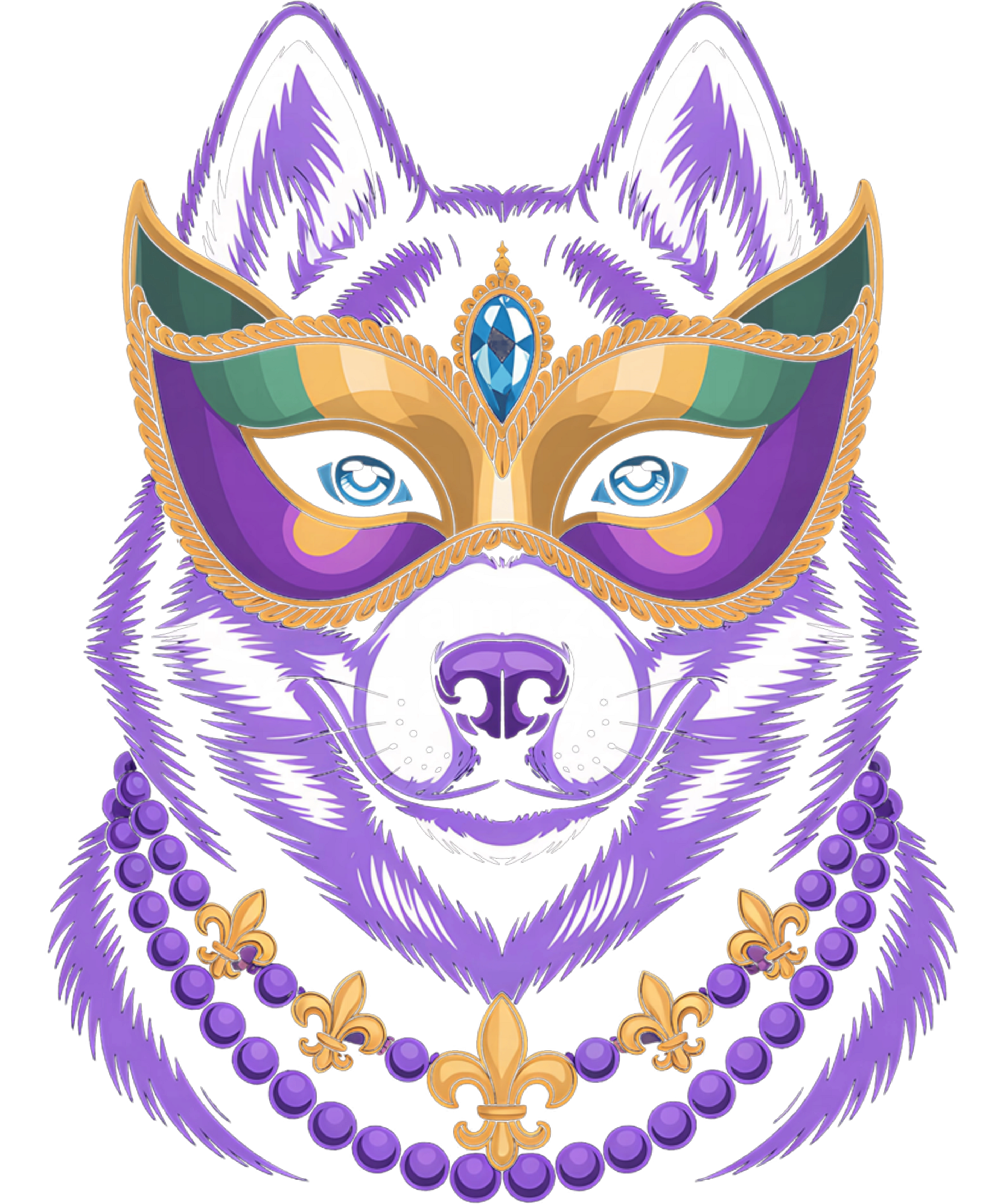 Mardi Gras 564 - Mardi Gras Bead Siberian Husky Dog Festival Carnival Tee Sweatshirt