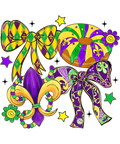 Mardi Gras 1000 - Retro Coquette Bow Mardi Gras Dog Fleur De Lis Fat Tuesday T Shirt