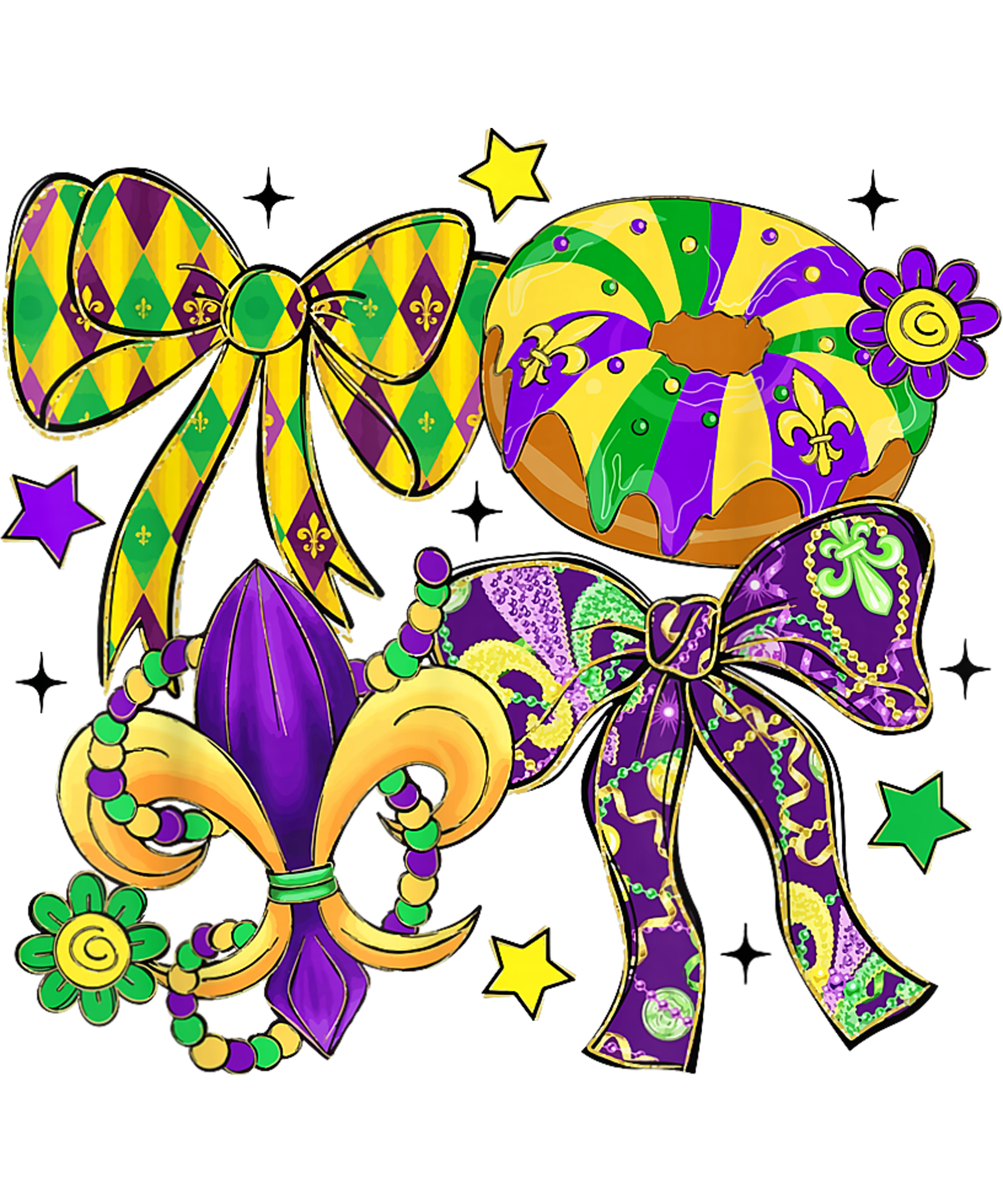 Mardi Gras 1000 - Retro Coquette Bow Mardi Gras Dog Fleur De Lis Fat Tuesday T Shirt