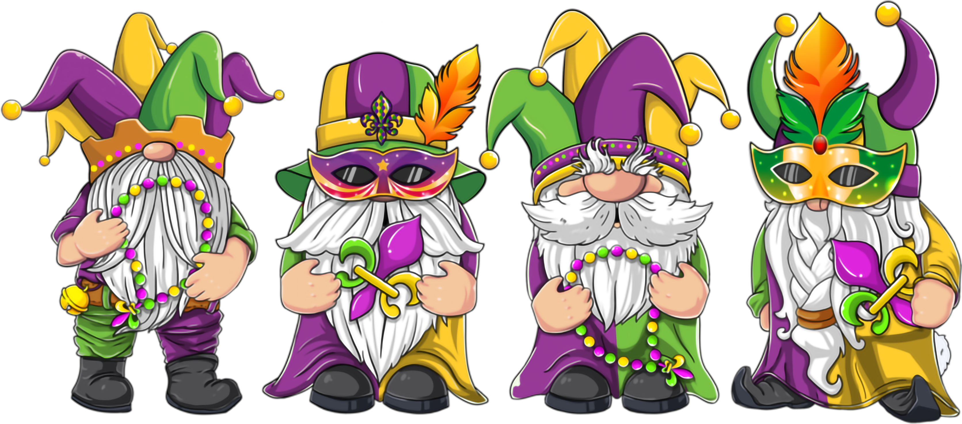 Mardi Gras 437 - Gnomes Mardi Gras Funny Gnome Gift Womens Girl Kids Long Sleeve T Shirt