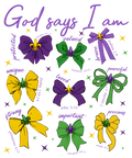 Mardi Gras 881 - Or 14012025 Vtn God Says I Am Mardi Gras Coquette Bow