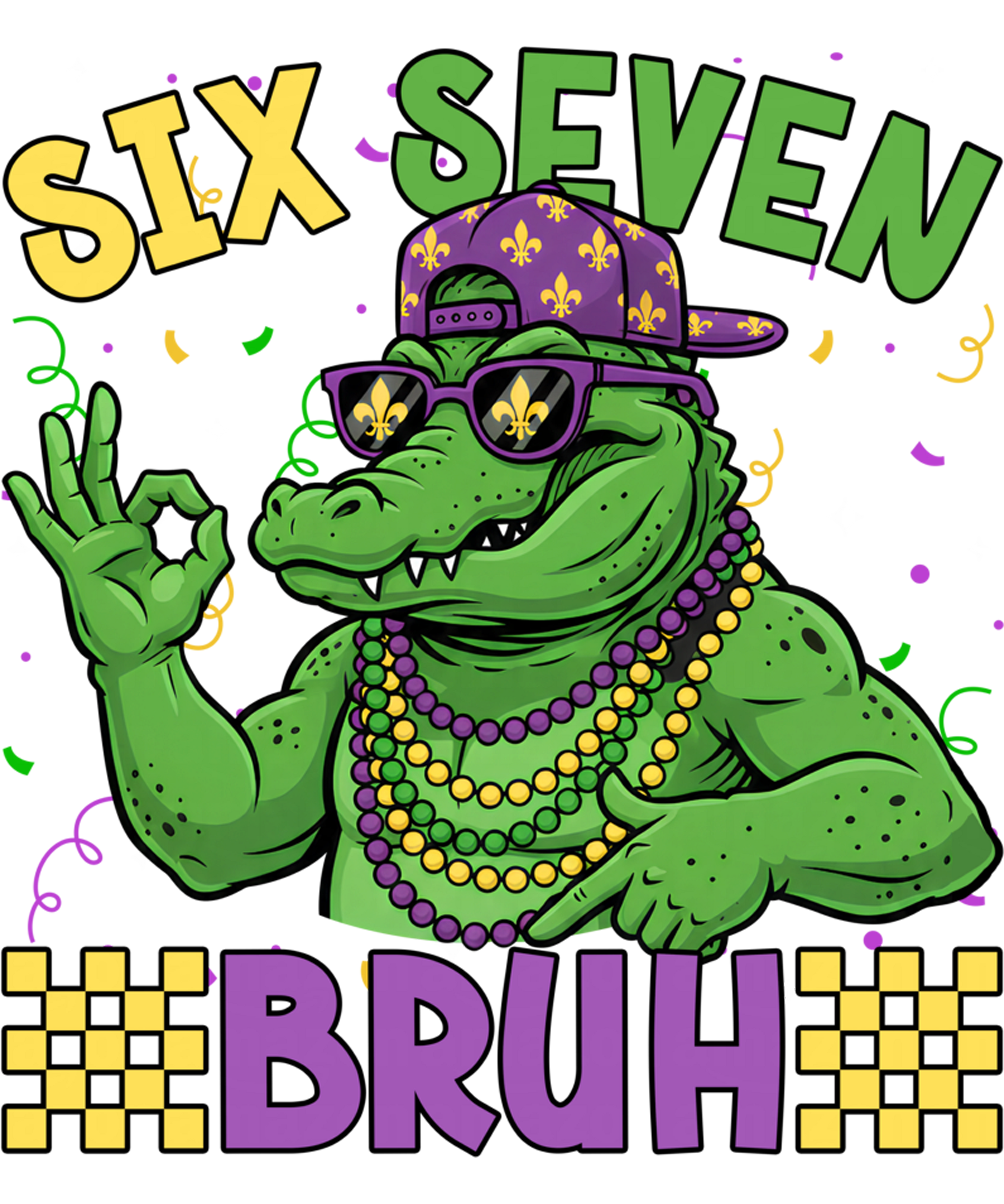 Mardi Gras 550 - Mardi Gras 6 7 Bruh Mardigator Crocodile Alligator 6 7 Meme Sweatshirt