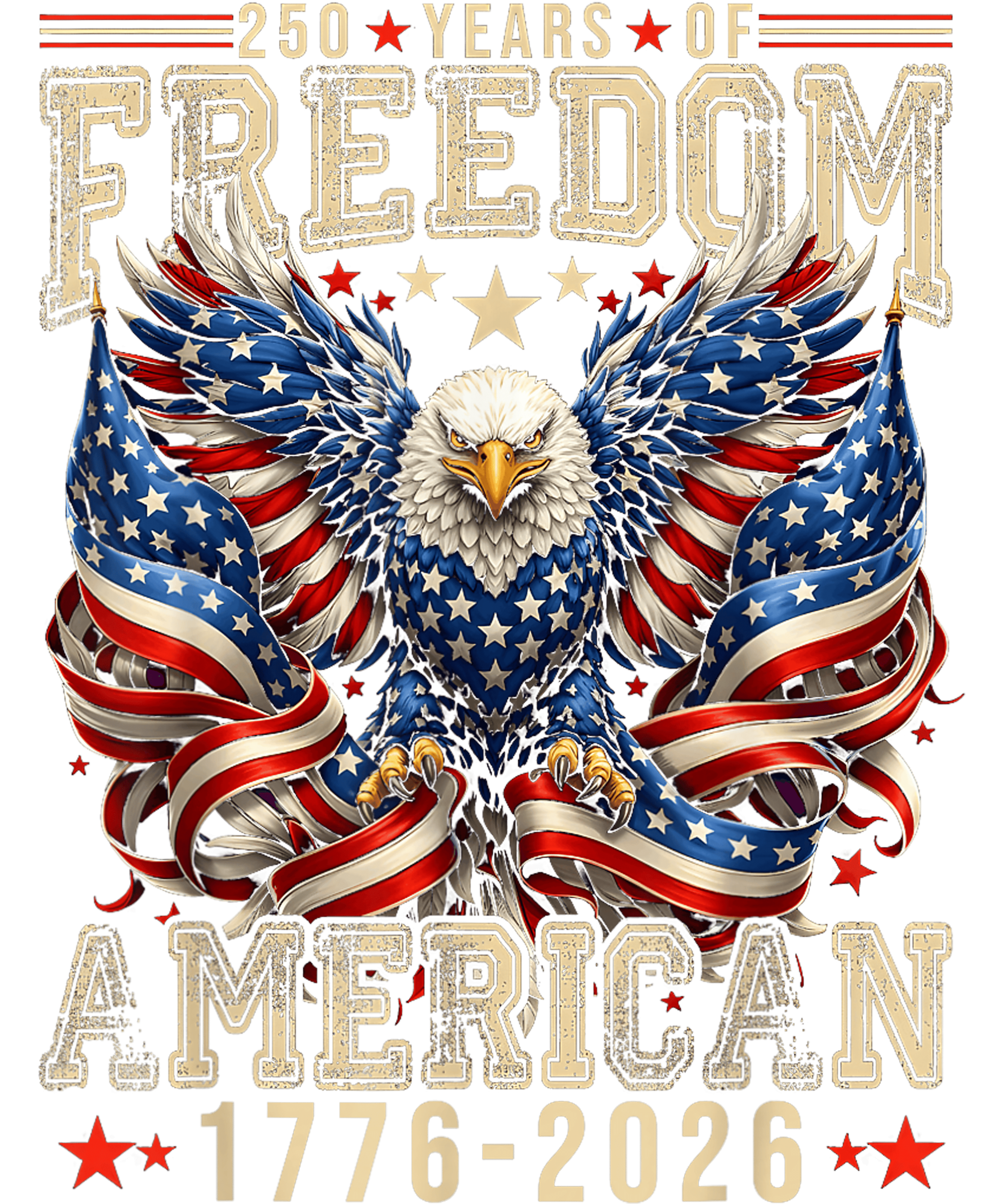 4th of July 50 - 250 Years Of Freedom 1776 2026 July 4th 250th Birthday T Shirt