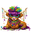 Mardi Gras 417 - Funny Mardi Gras Highland Cow Mask Beads Sweatshirt