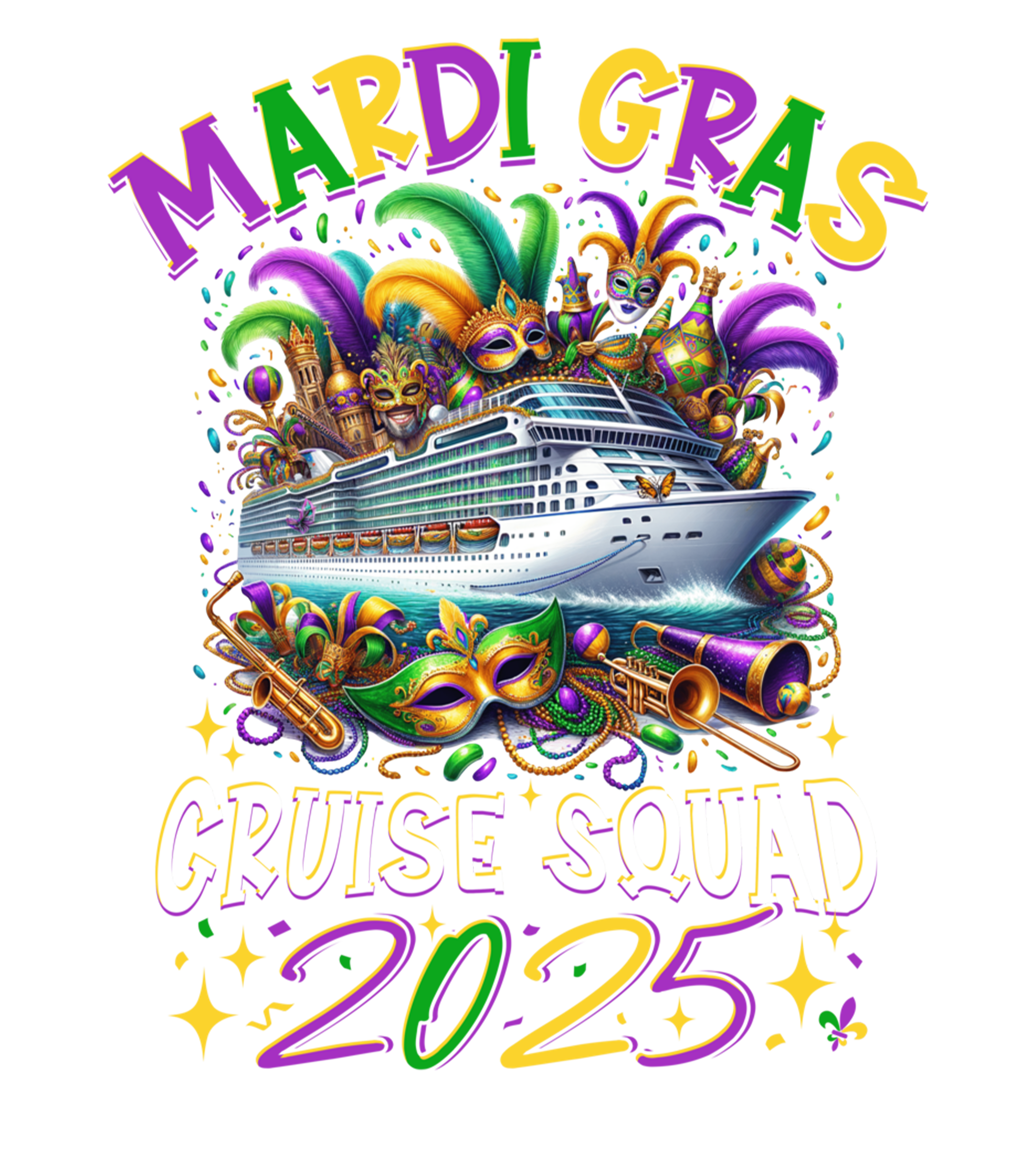 Mardi Gras 852 - Merch Mardi Gras Cruise Squad 2025 Cruising Ship Funny Long Sleeve T Shirt