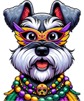 Mardi Gras 653 - Mardi Gras Schnauzer Wearing Costume Dog Beads Mask Sweatshirt