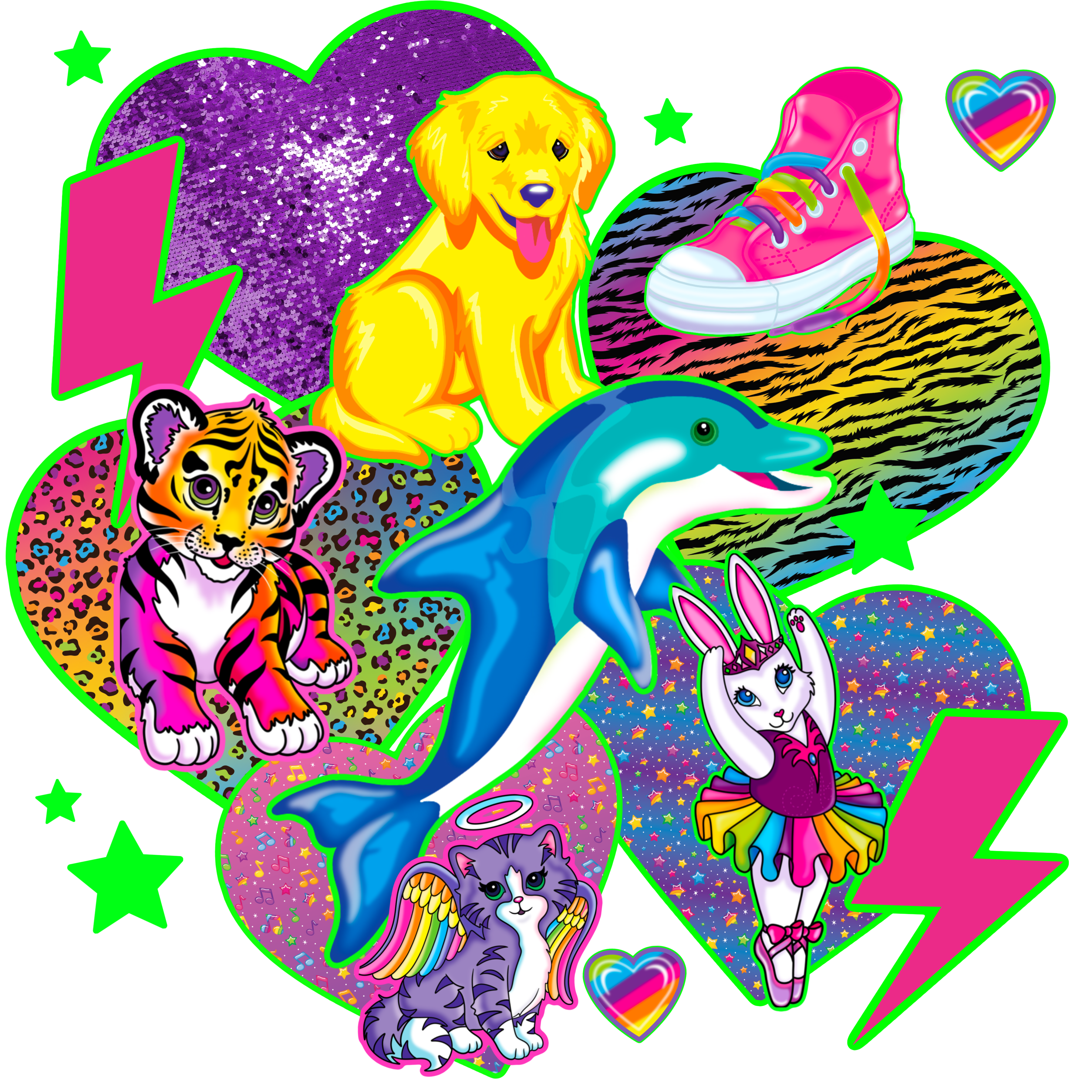 Randomness 987 - Lisa Frank Collage Hearts