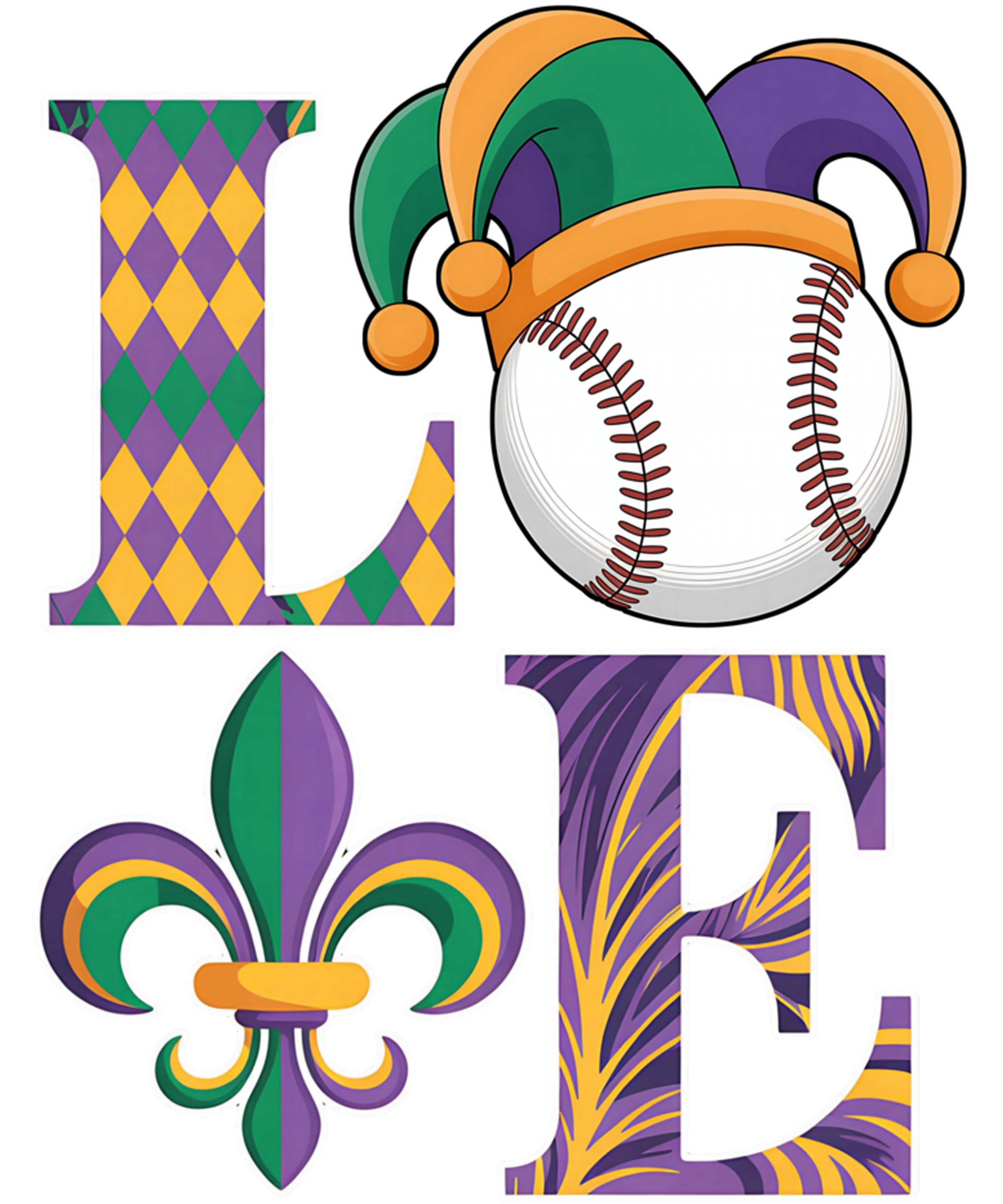 Mardi Gras 402 - Funny Love Baseball Mardi Gras Costume Carnival Women Men Sweatshirt