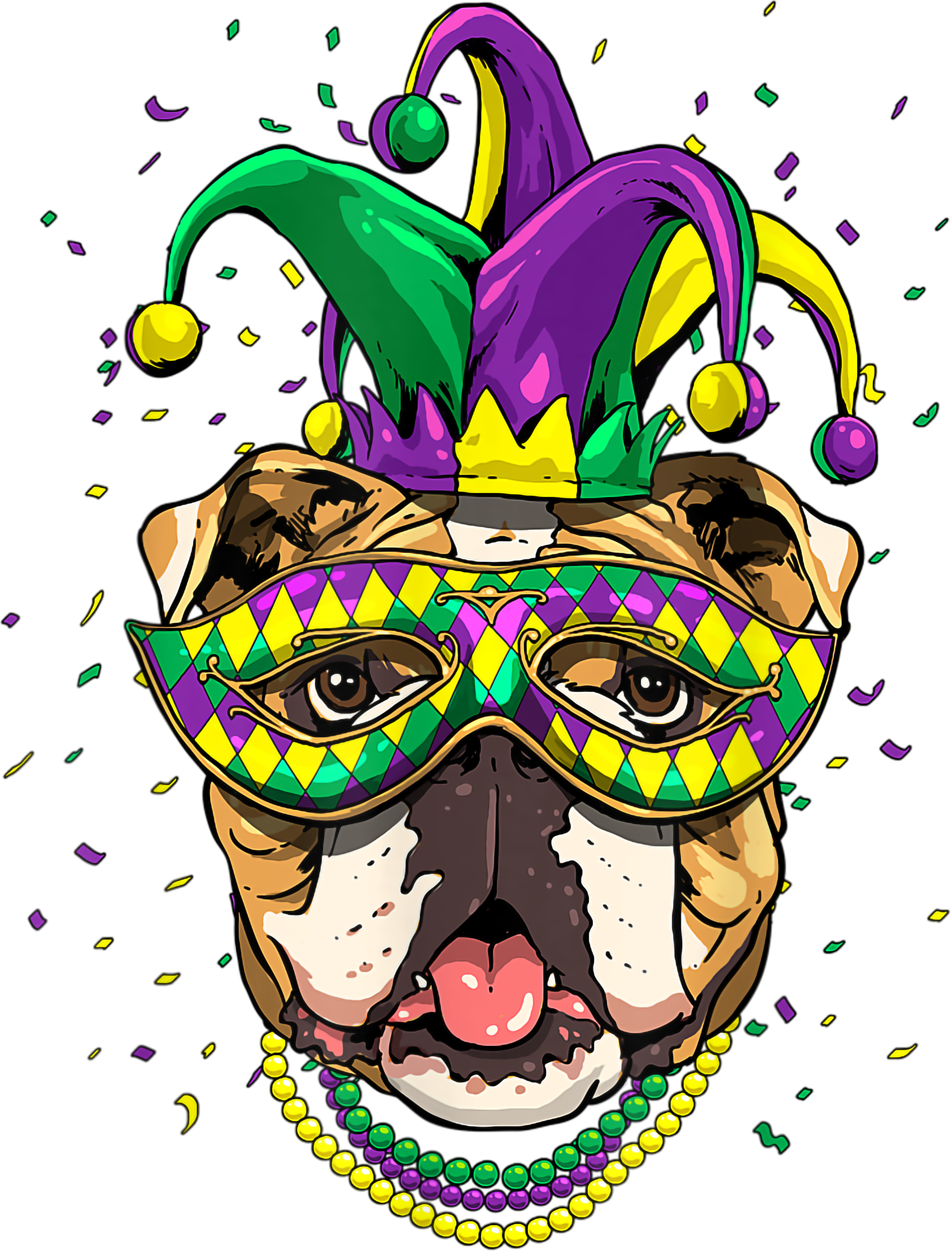 Mardi Gras 288 - American Bulldog Dog Lover Cute Mardi Gras Carnival Jester T Shirt