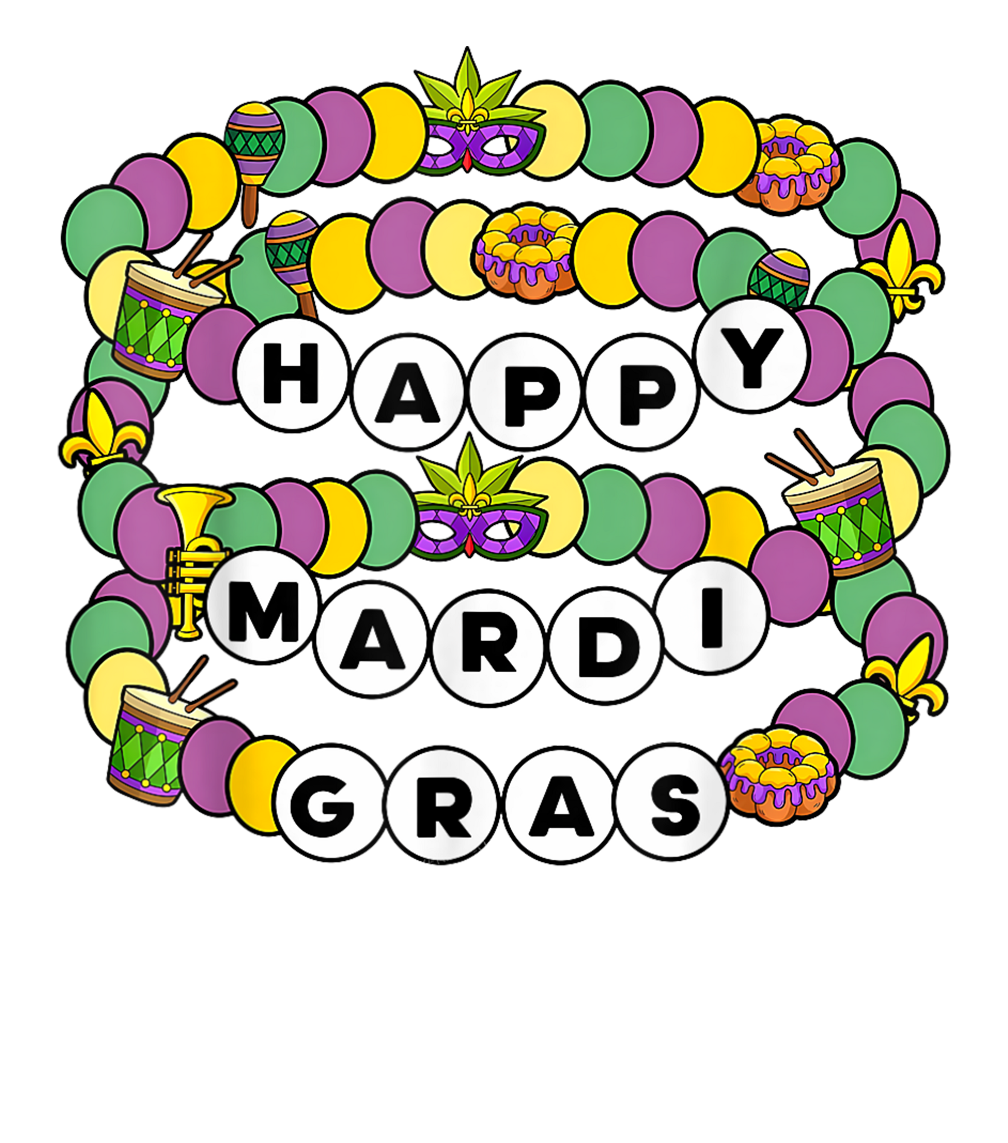 Mardi Gras 839 - Merch Happy Mardi Gras Friendship Bracelet Bestie Carnival Party T Shirt