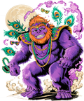Mardi Gras 565 - Mardi Gras Bigfoot Wearing Beads And Mask T Shirt (1)