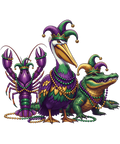 Mardi Gras 287 - Alligator Crawfish Pelican Mardi Gras New Orleans Louisiana Sweatshirt