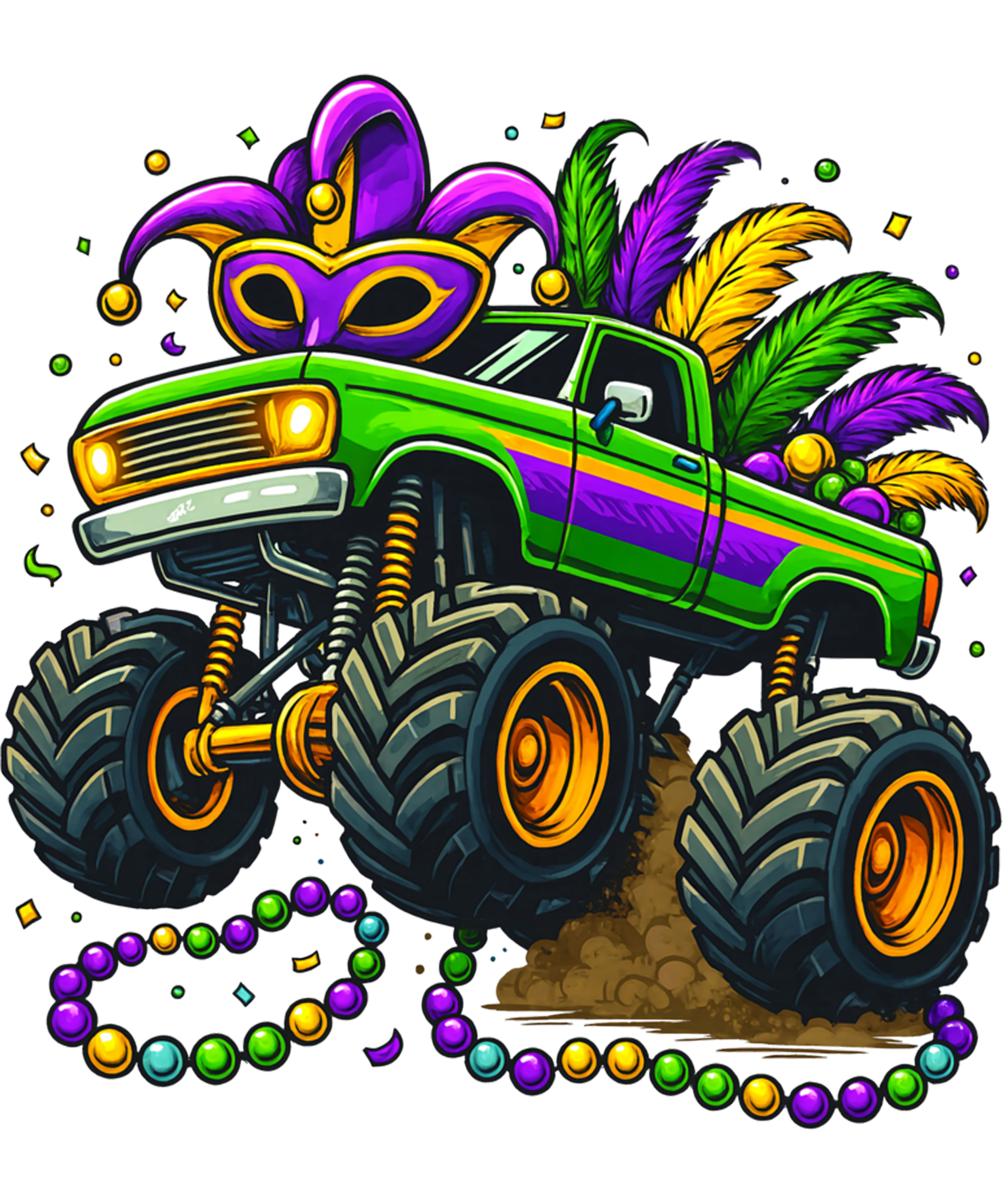 Mardi Gras 673 - Mardi Gras Truck Kids Toddlers New Orleans Festival Sweatshirt