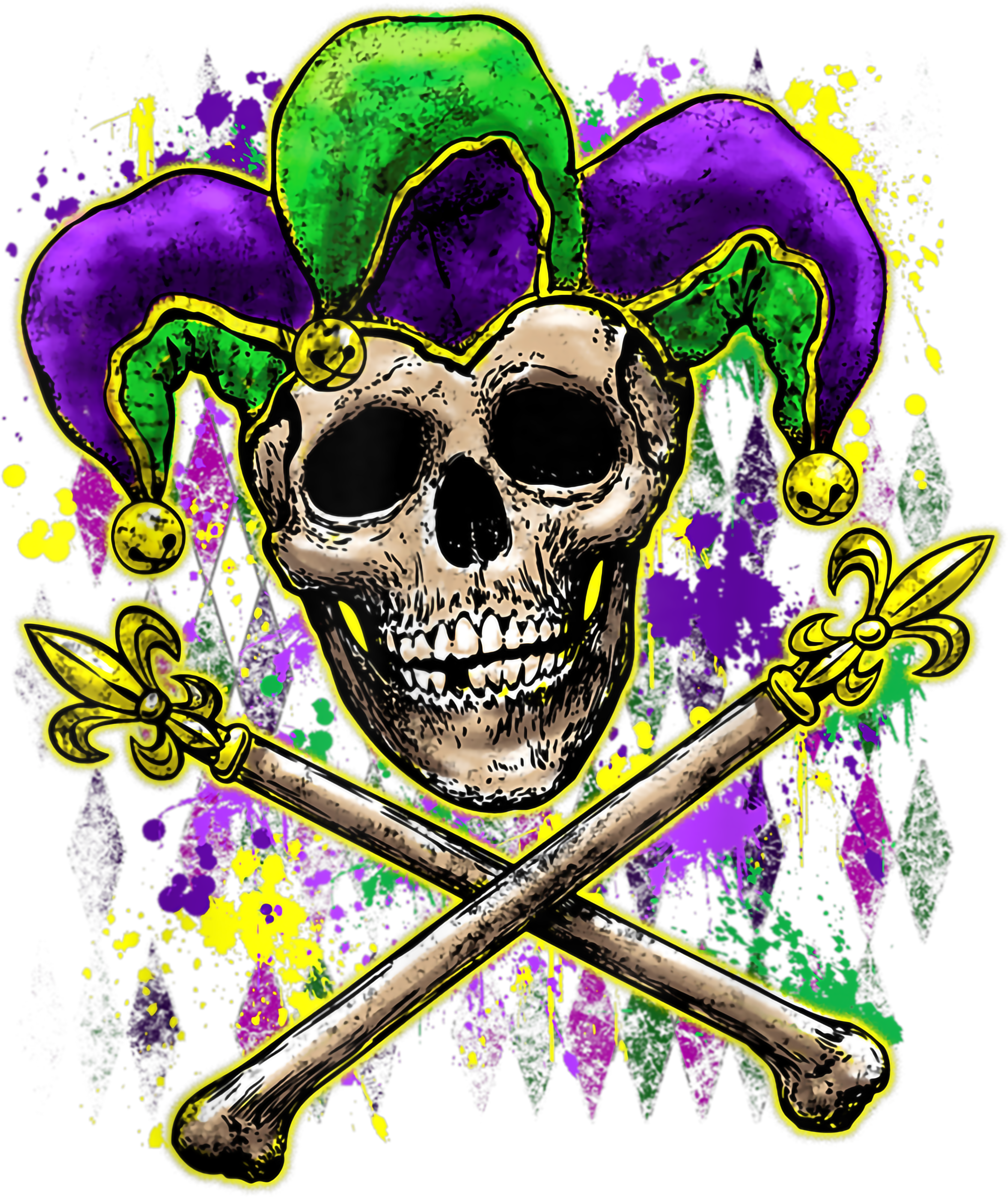 Mardi Gras 657 - Mardi Gras Shirt Jester Skull New Orleans Vintage Tee T Shirt