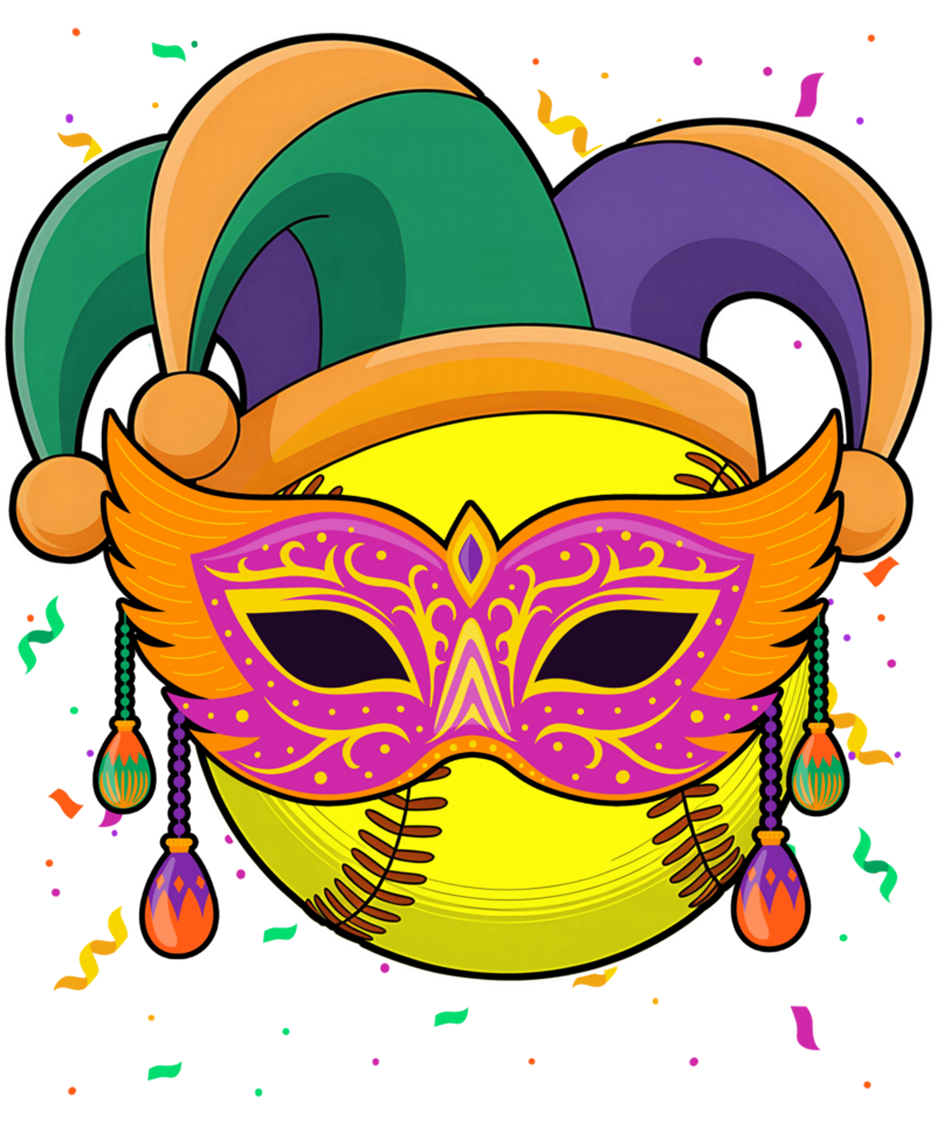 Mardi Gras 1013 - Softball Mardi Gras Jester Hat Costume Carnival Women Men Sweatshirt