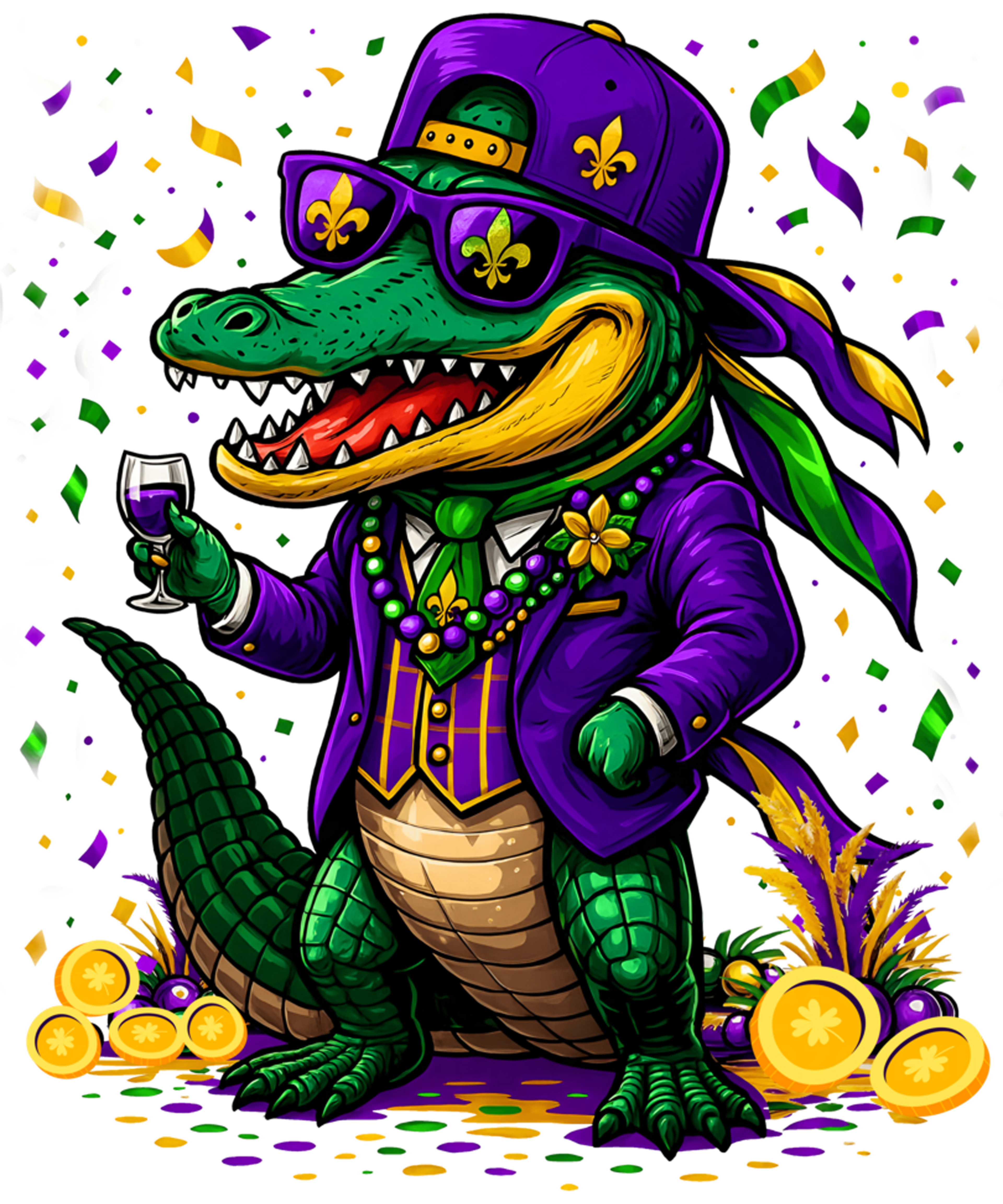 Mardi Gras 555 - Mardi Gras Alligator Mardigator Costume Men Women Kid Sweatshirt