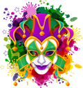 Mardi Gras 635 - Mardi Gras Mask With Color Splash Back Drop   Mardi Gras T Shirt
