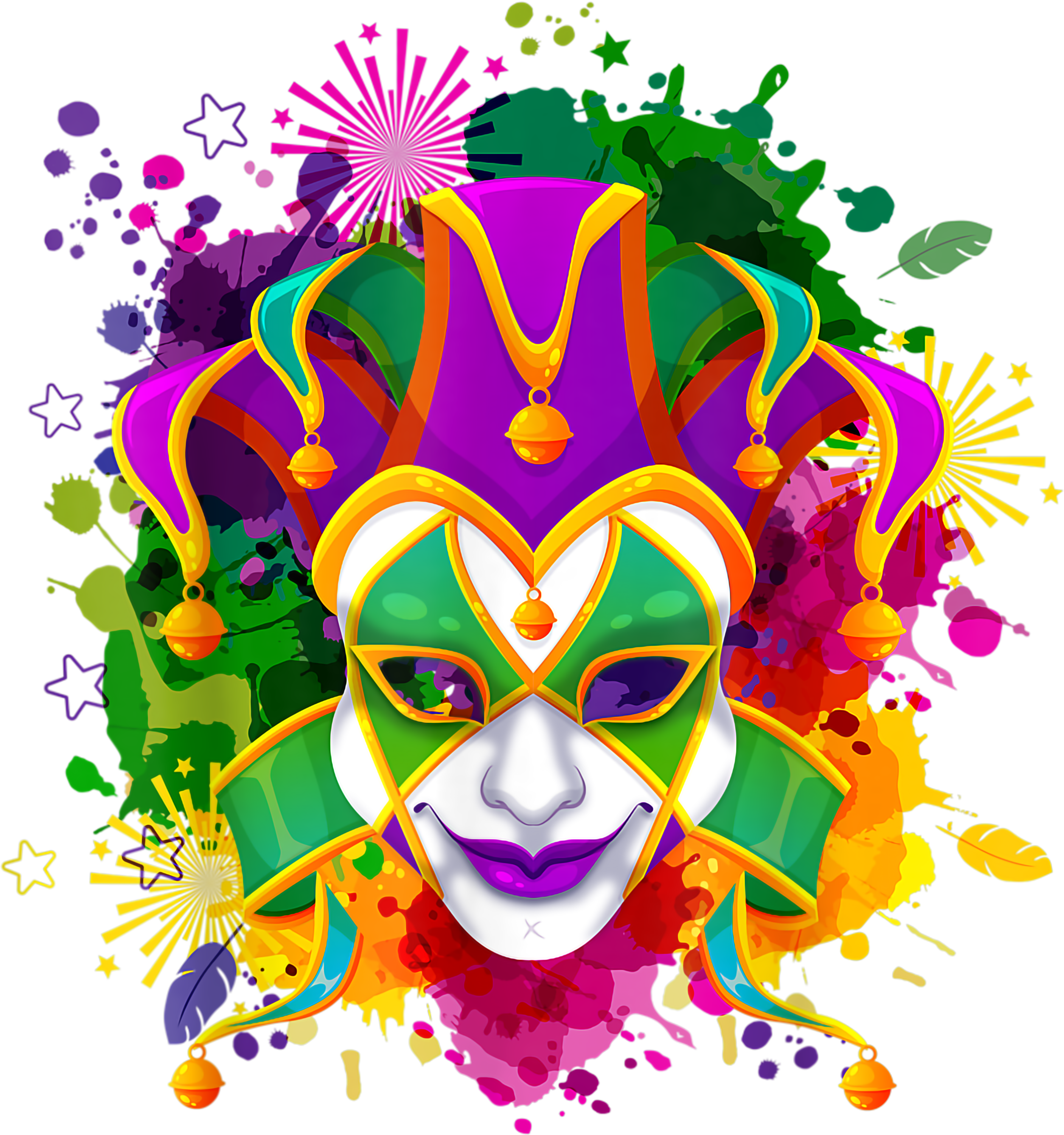 Mardi Gras 635 - Mardi Gras Mask With Color Splash Back Drop   Mardi Gras T Shirt