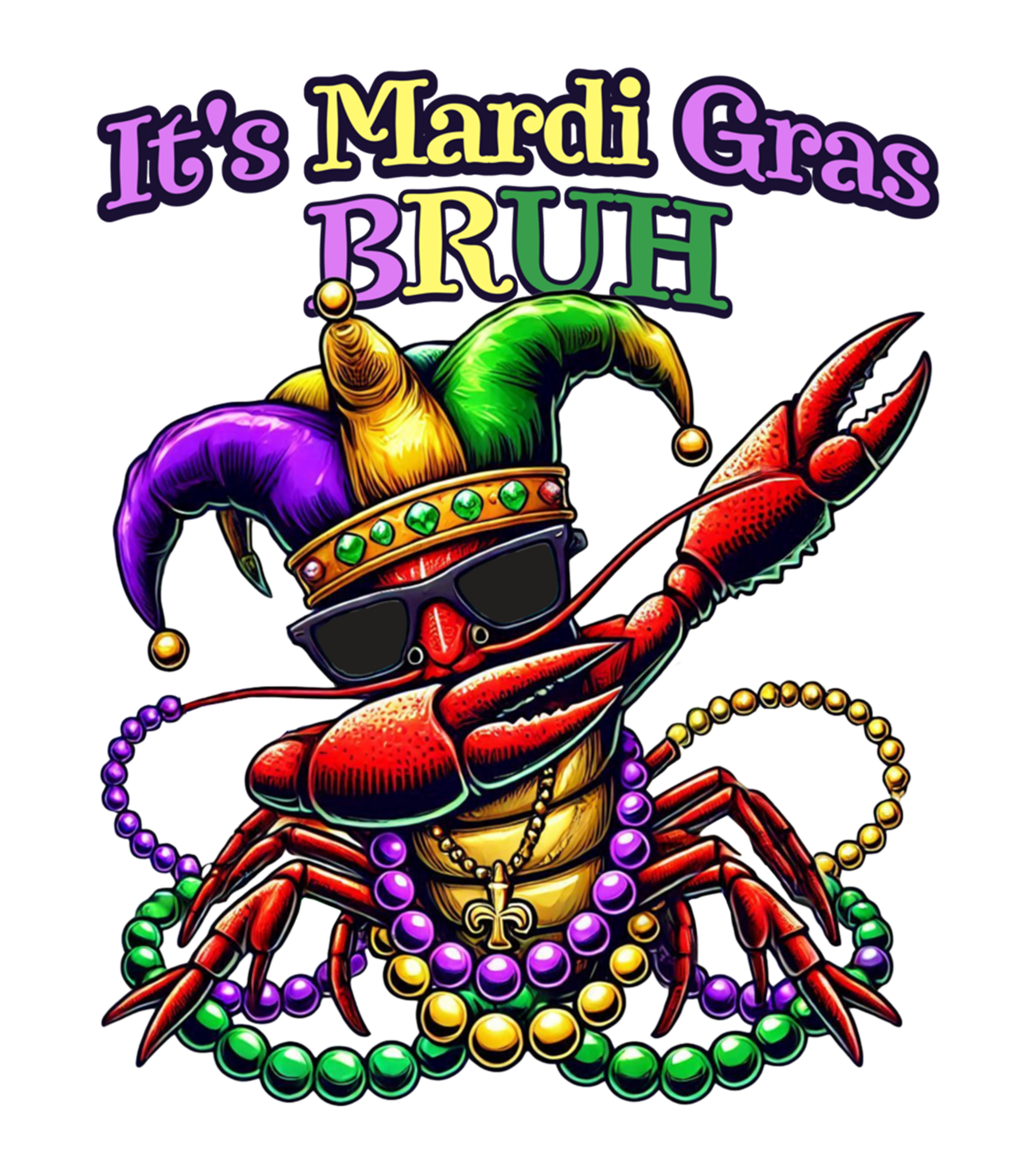 Merch It's Mardi Gras Bruh Dabbing Crawfish Carnival Kid Men Women Long Sleeve T Shirt