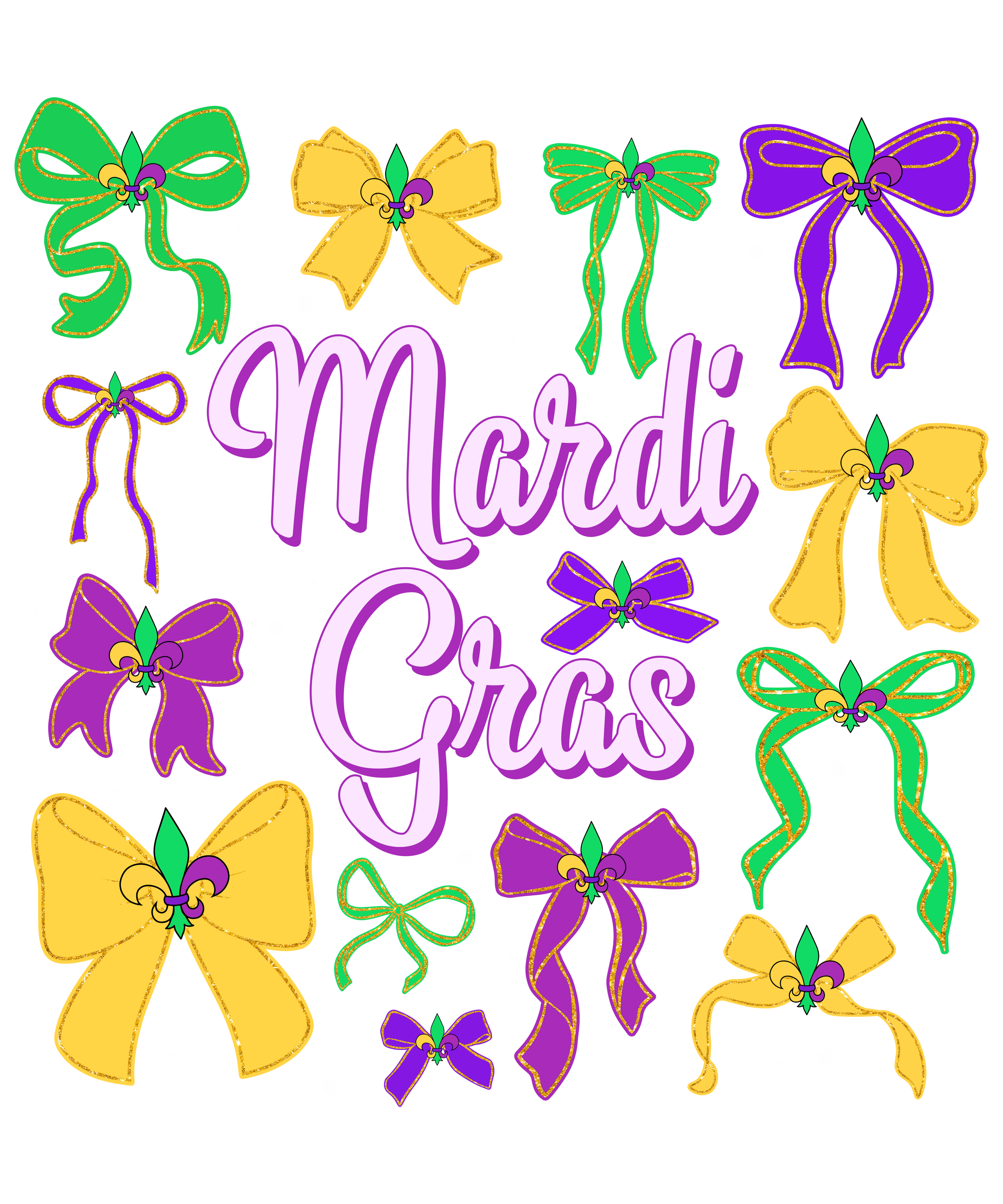 Mardi Gras 974 - Or 412025 Vtn Glitter Mardi Gras Coquette Bow