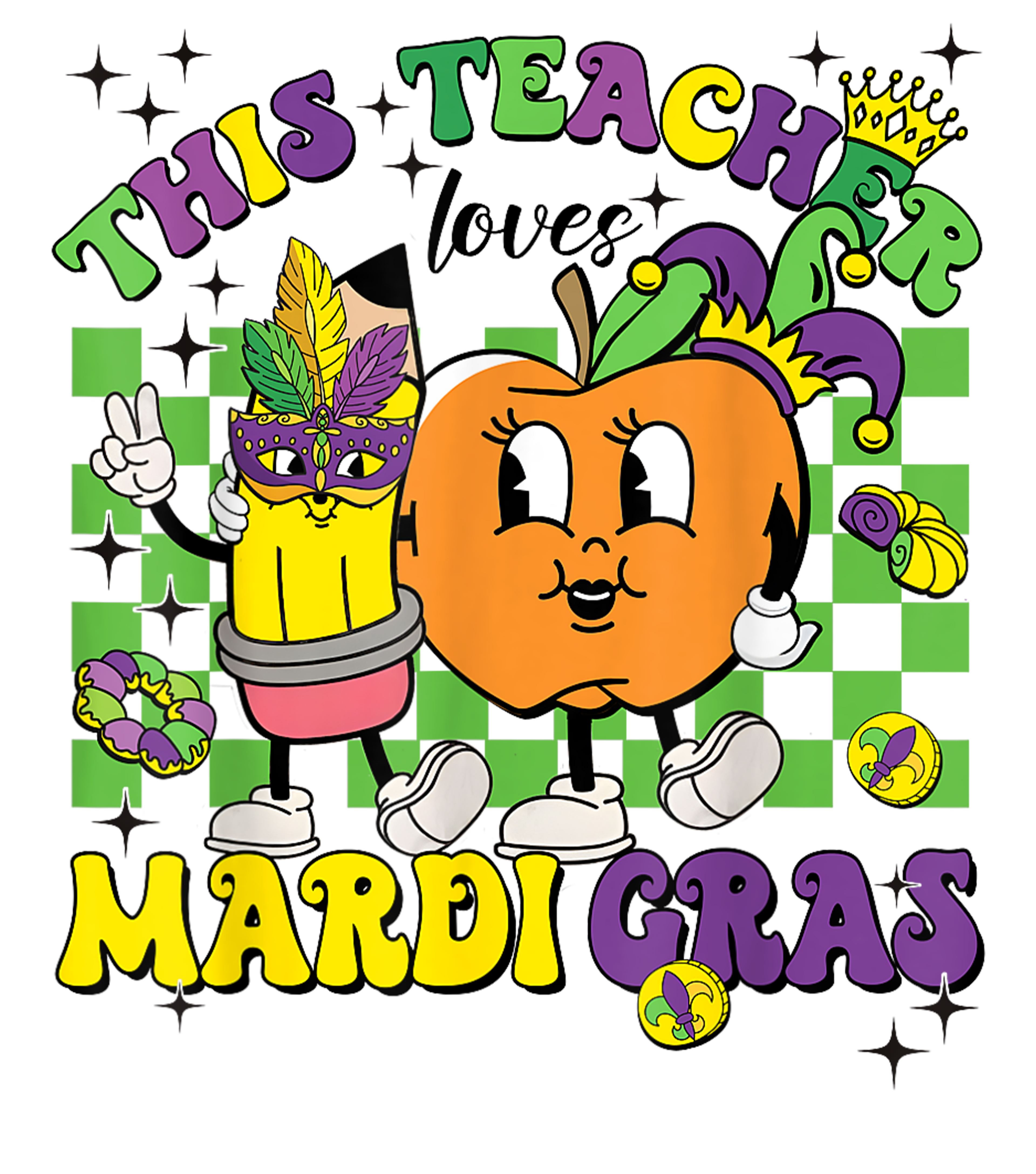 Mardi Gras 857 - Merch Teacher Mardi Gras Teacher Life Family Matching Outfit T Shirt