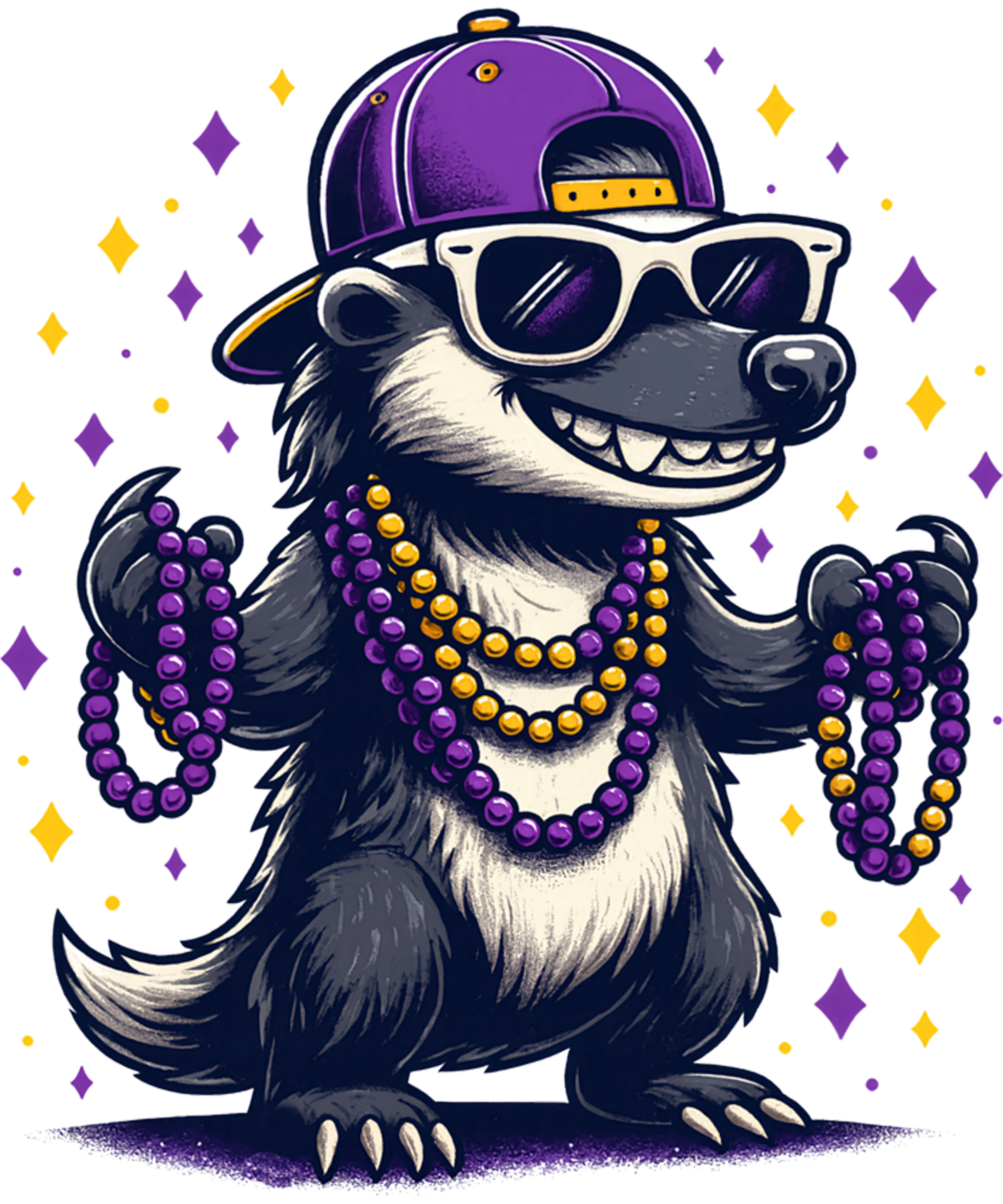 Mardi Gras 459 - Honey Badger Beads Mardi Gras Costume Men Women Mardi Gras Sweatshirt