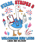 4th of July 419 - Or 02062025 Nhuy Stars Stripes And Welcoming New Lives Labor And Delivery Nurse Funnu Goose 4th Of July America