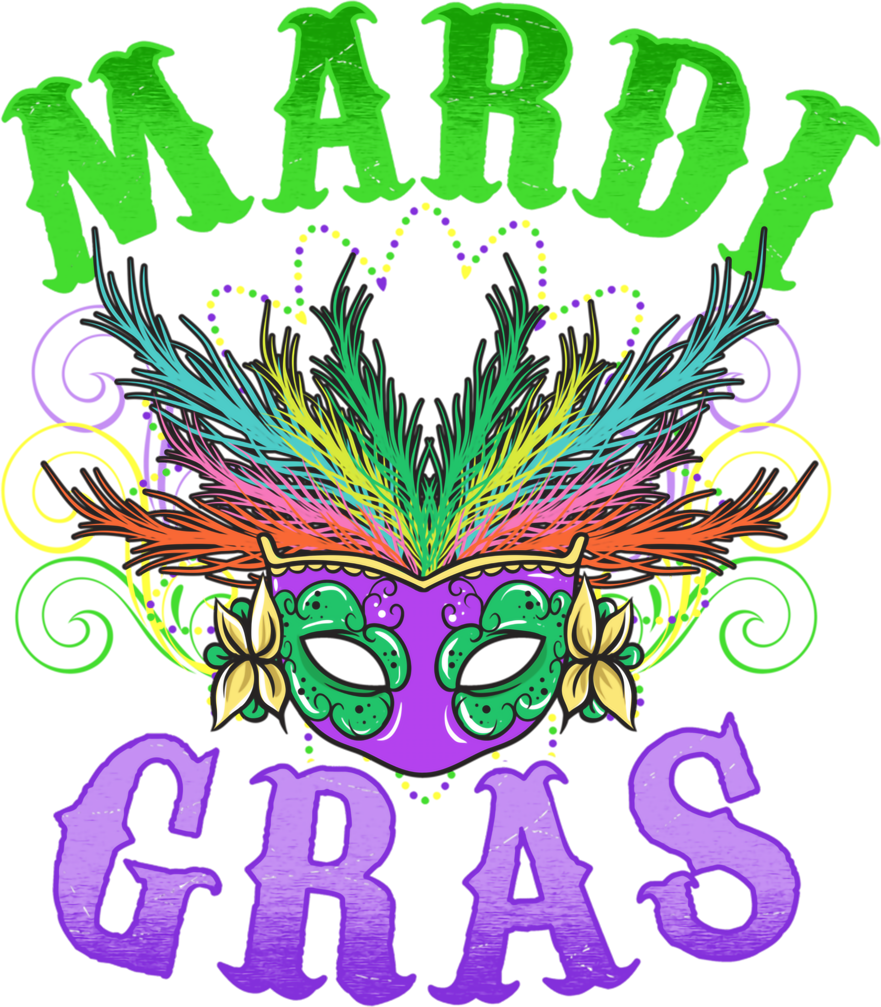 Mardi Gras 660 - Mardi Gras Shirts Long Sleeve W Awesome Mask And Feathers