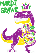 Mardi Gras 682 - Mardi Grawr Jester Trex Dinosaur Cute Mardi Gras Boys Gift T Shirt