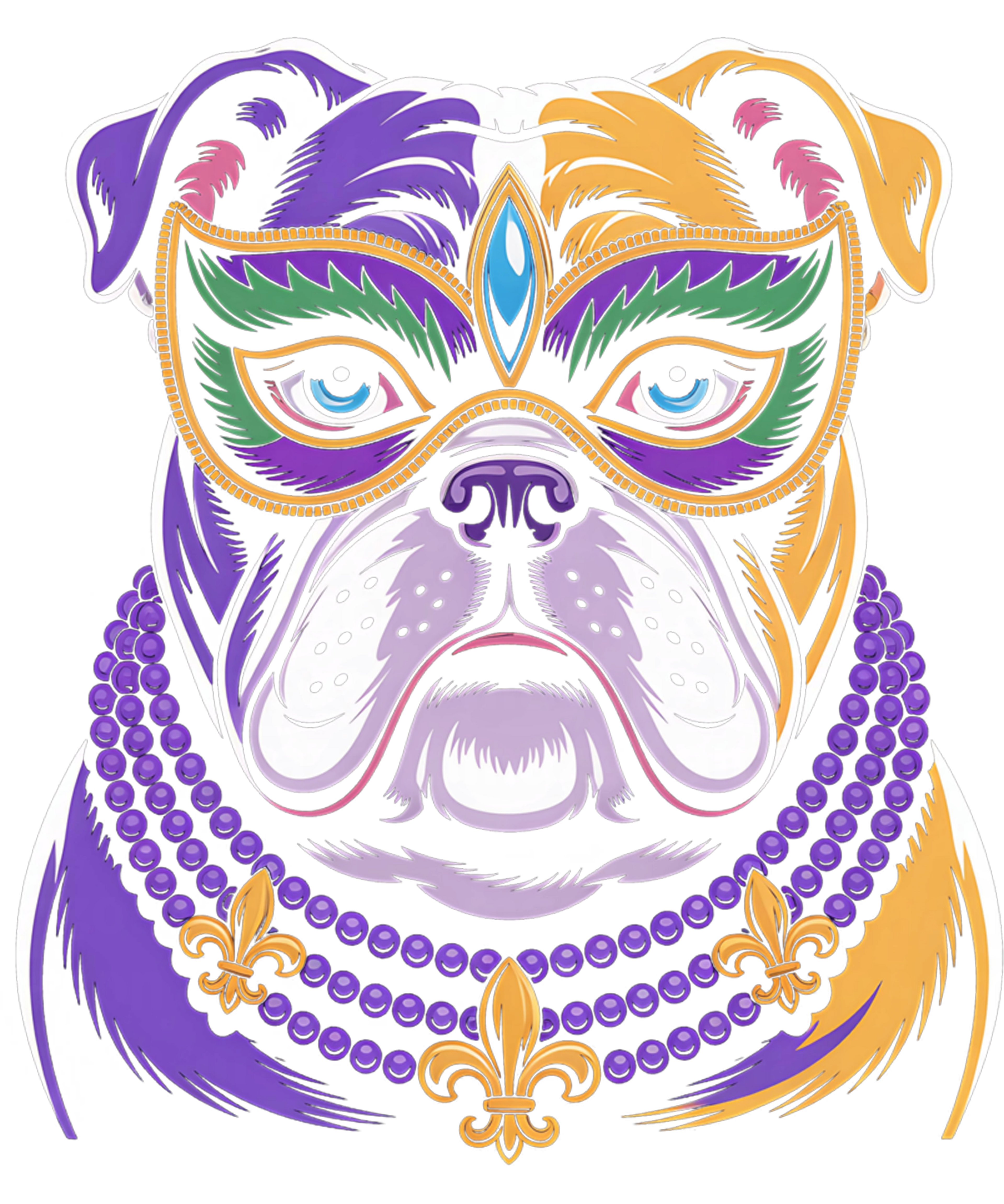 Mardi Gras 563 - Mardi Gras Bead English Bulldog Dog Festival Carnival Tee Sweatshirt