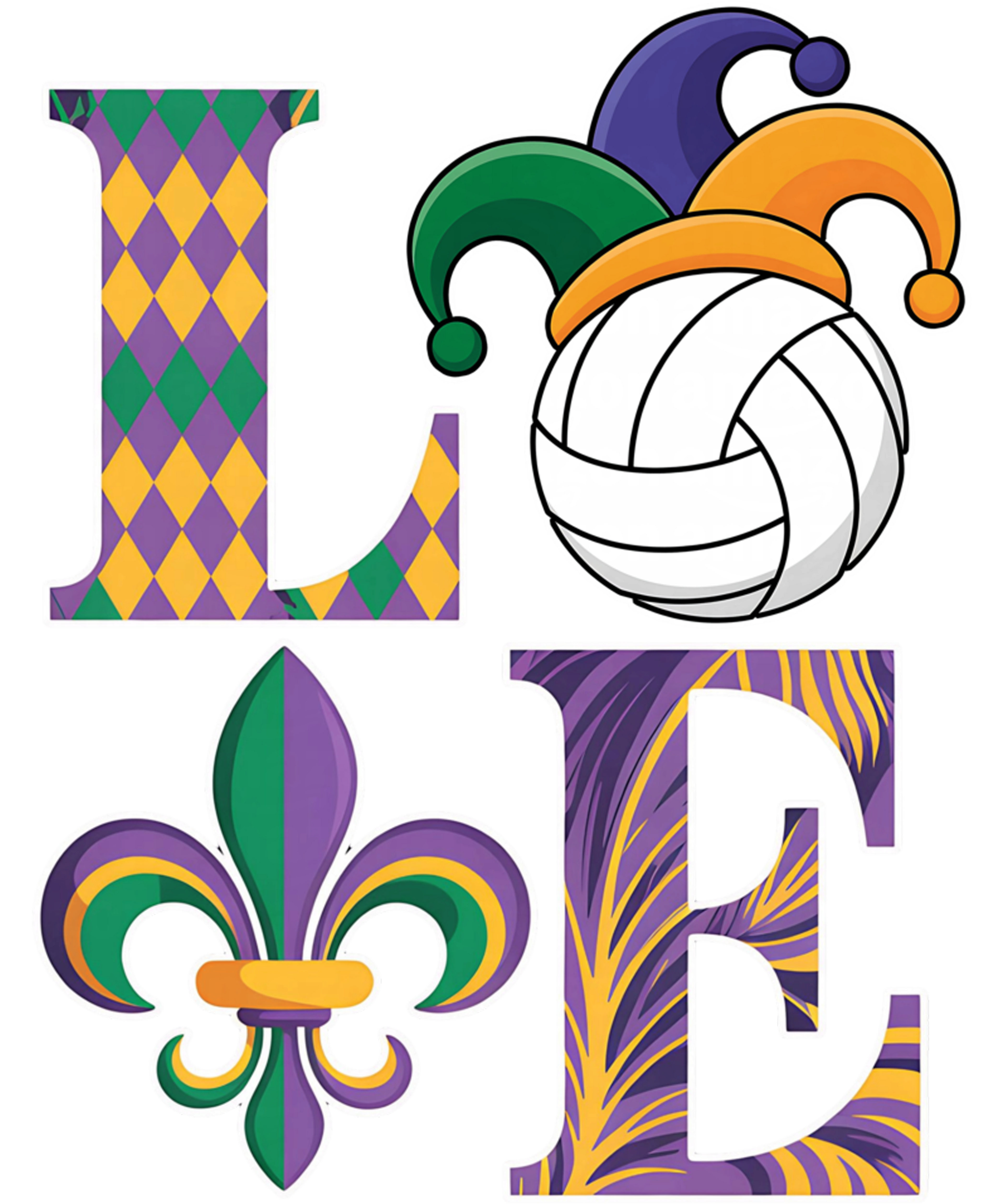 Mardi Gras 408 - Funny Love Volleyball Mardi Gras Costume Carnival Women Men Sweatshirt