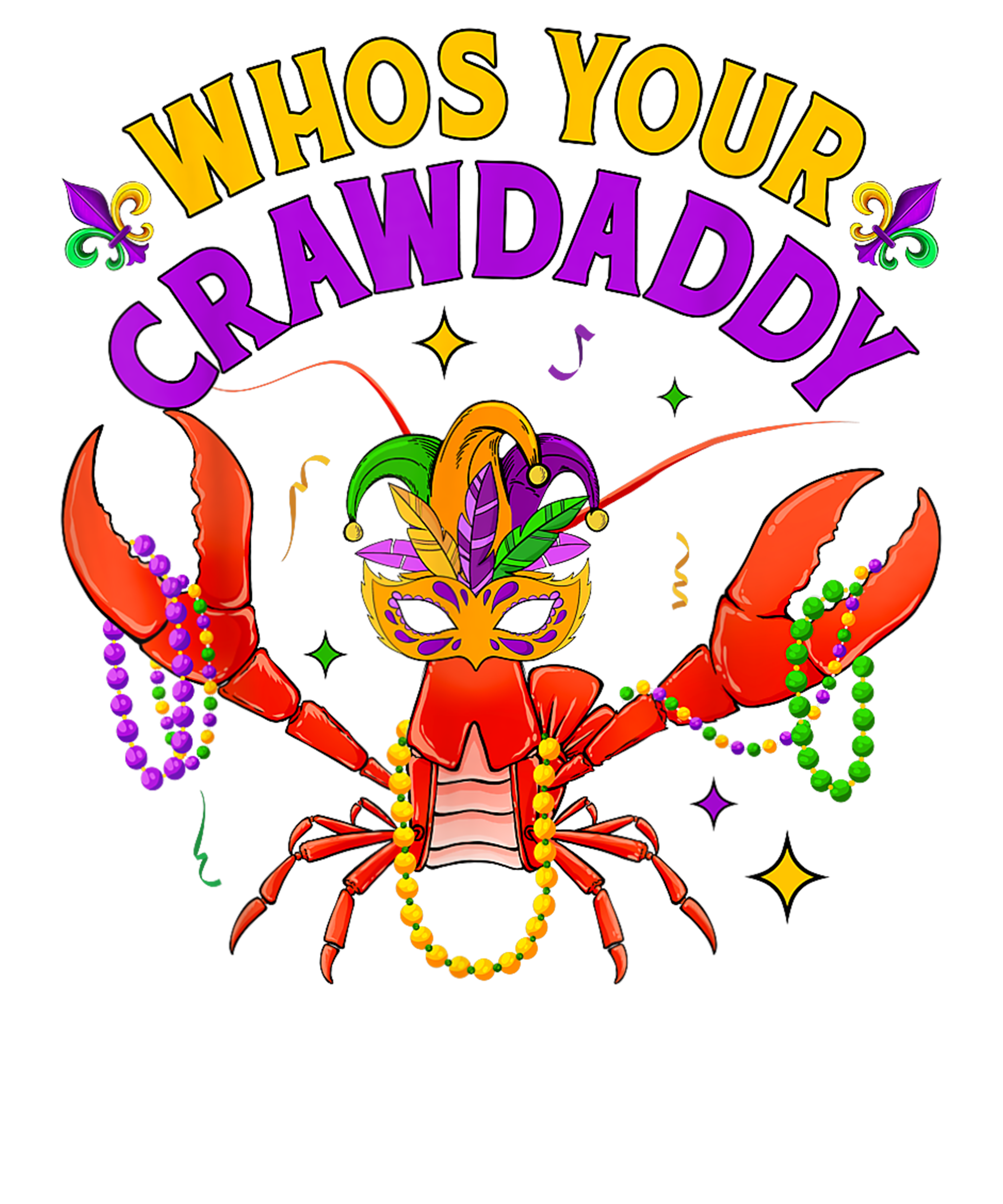 Mardi Gras 1045 - Whos Your Crawdaddy Crawfish Jester Beads Funny Mardi Gras
