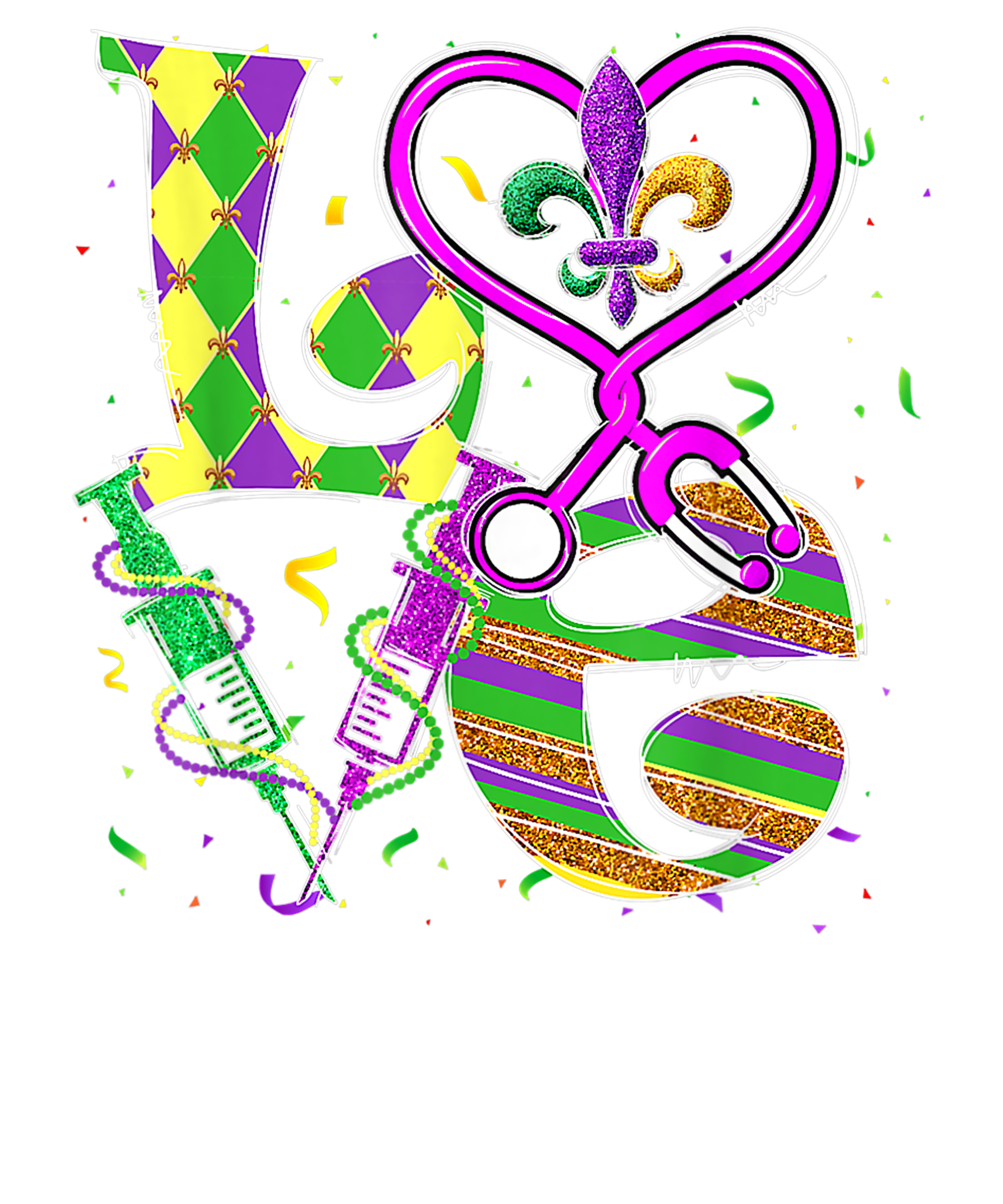 Mardi Gras 1015 - Stethoscope Love Oncology Nurse Mardi Gras Carnival