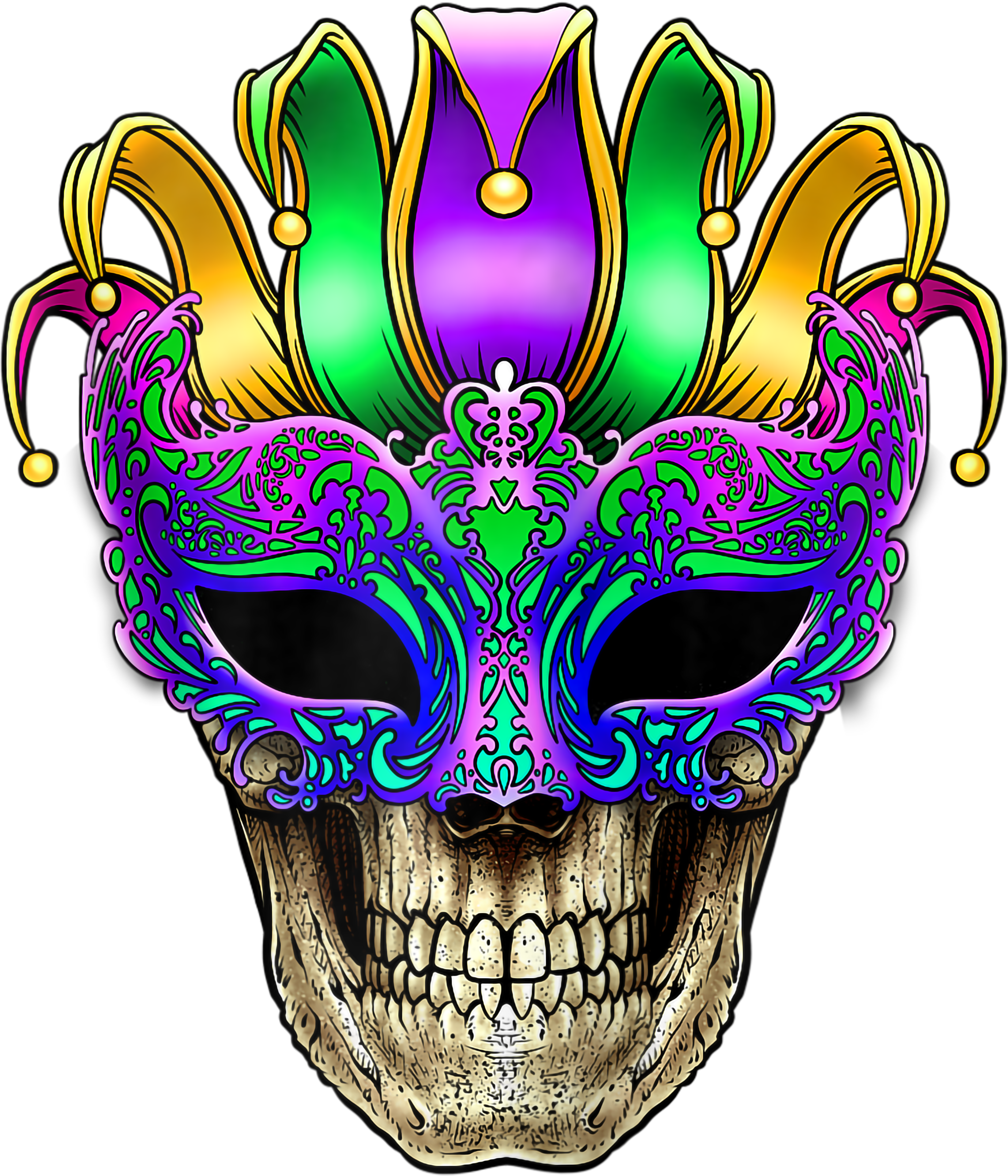 Mardi Gras 667 - Mardi Gras Skull Mask New Orleans Louisiana (Back Design) Zip Hoodie