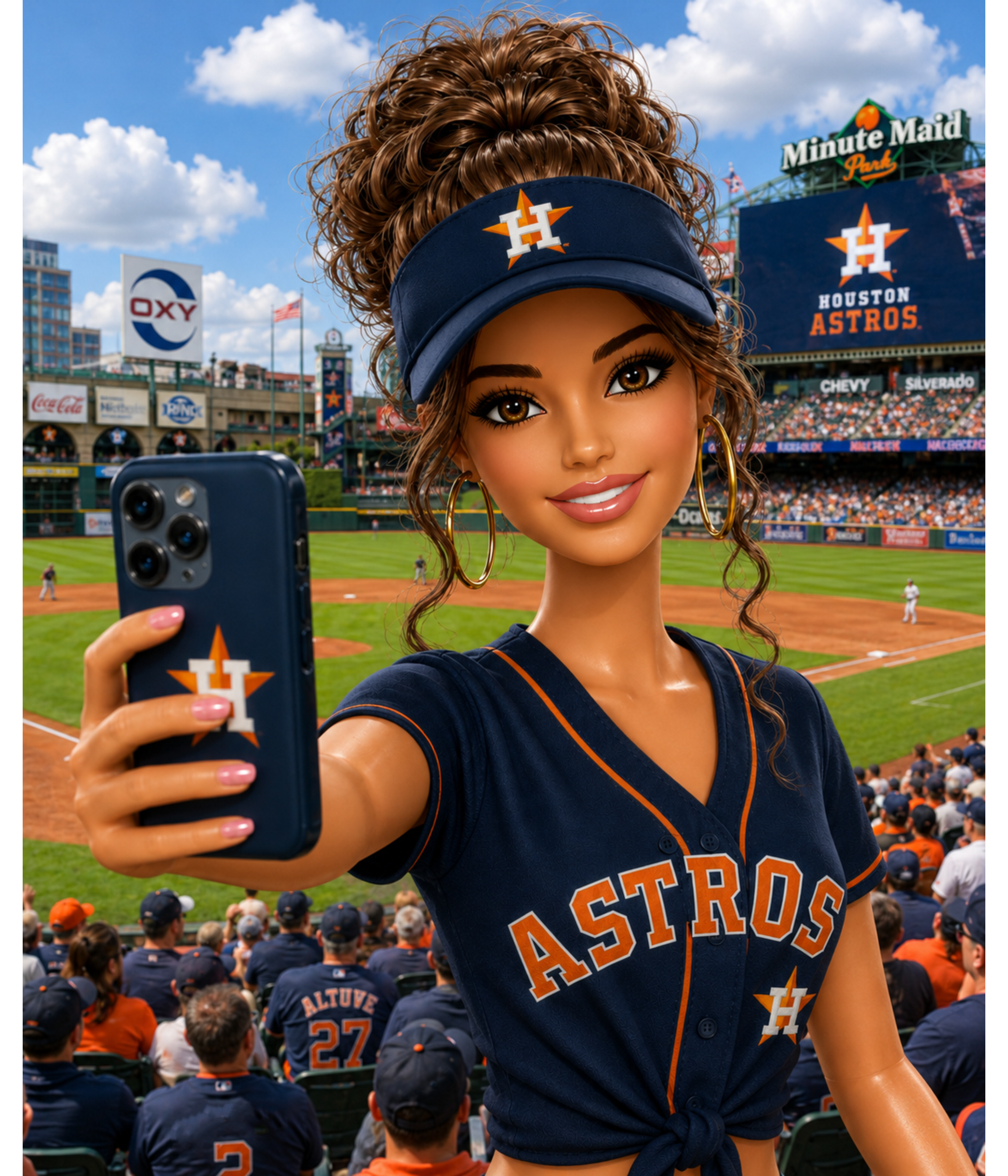 Randomness 848 - Houston Astros Barbie Brunette Baseball Selfie