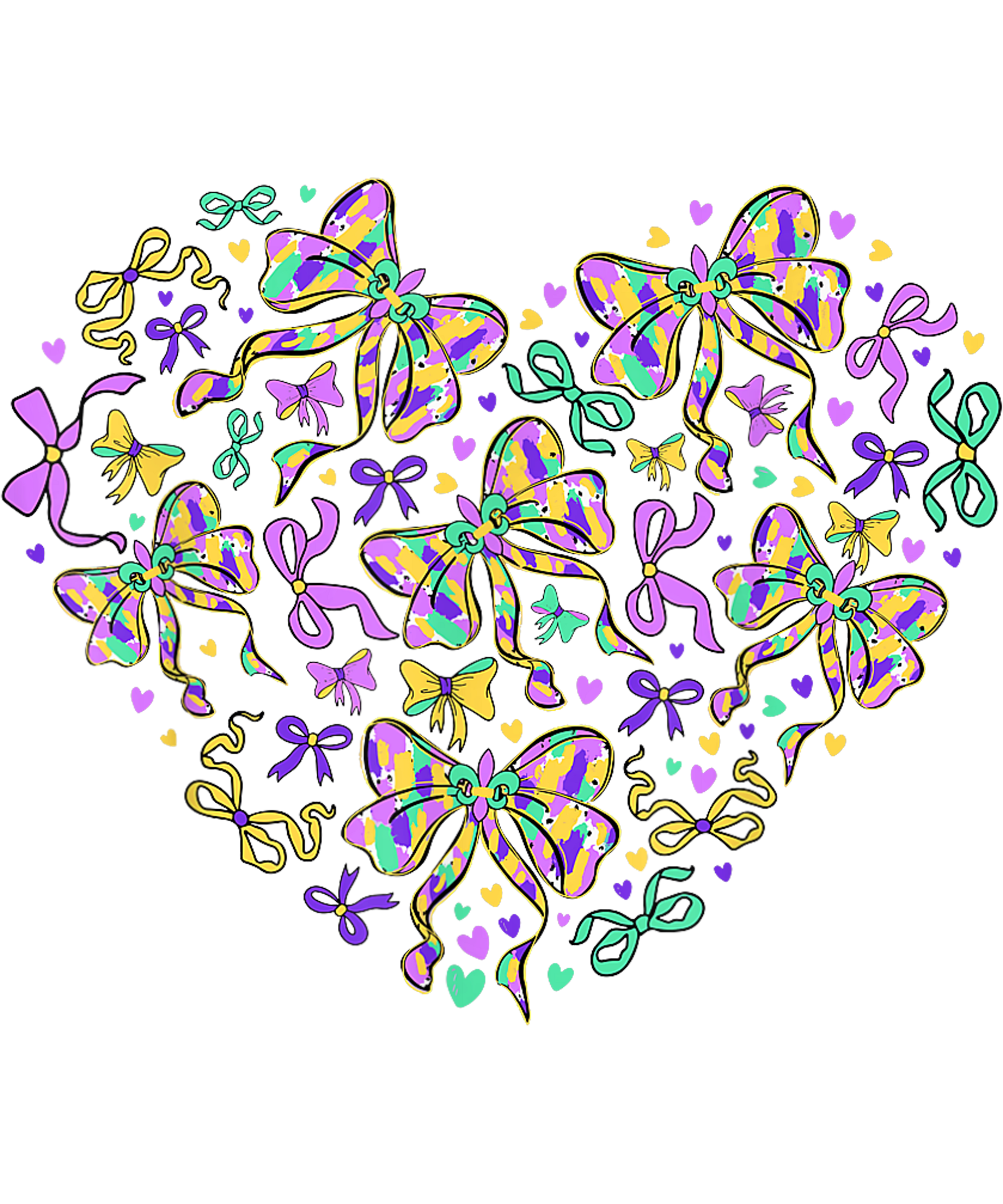 Mardi Gras 585 - Mardi Gras Coquette Bow Heart Fat Tuesday Kids Girls Women T Shirt