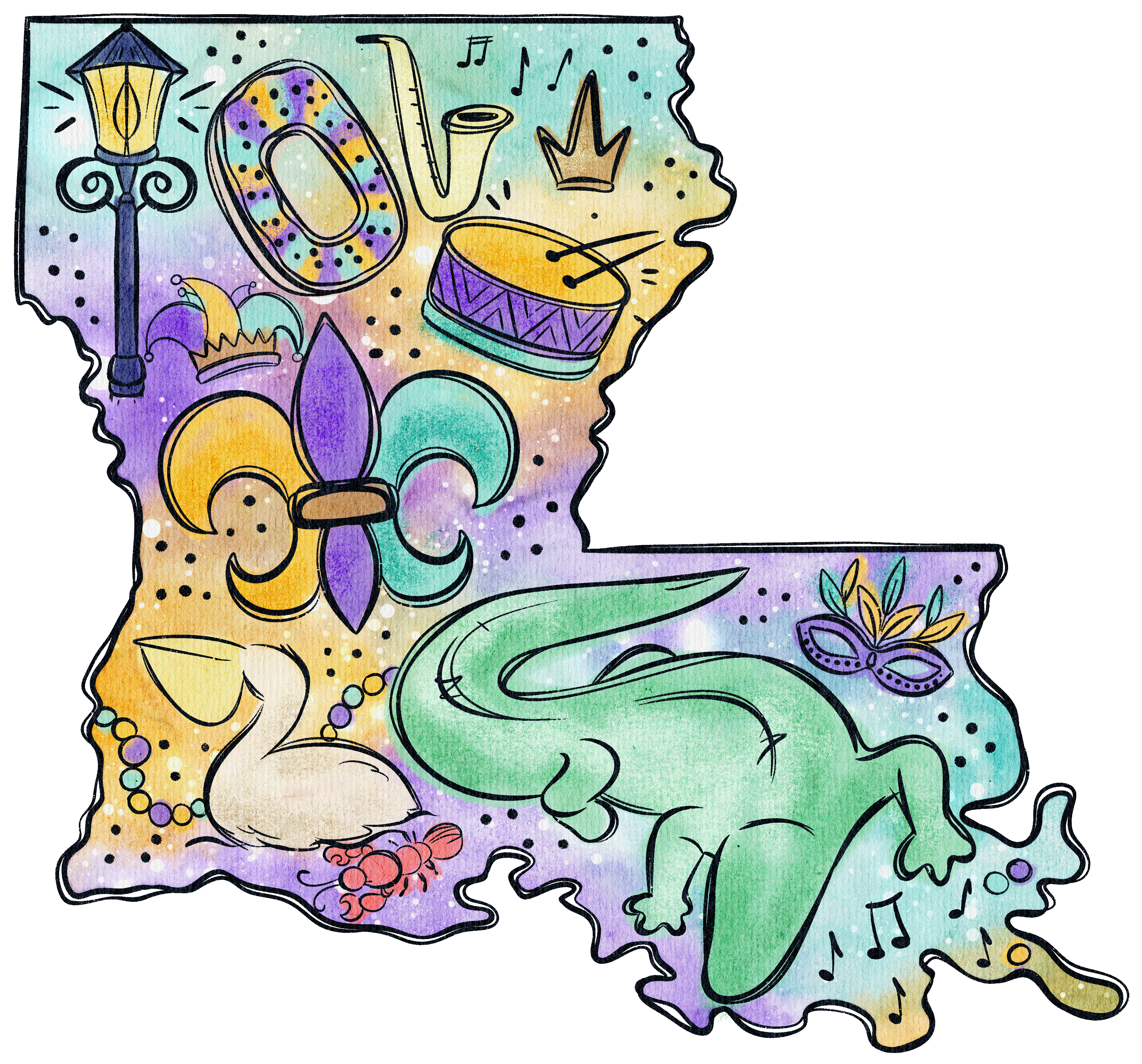 Mardi Gras 539 - Louisiana Mardi Gras Watercolor Png 87597838 Louisiana Mardigras