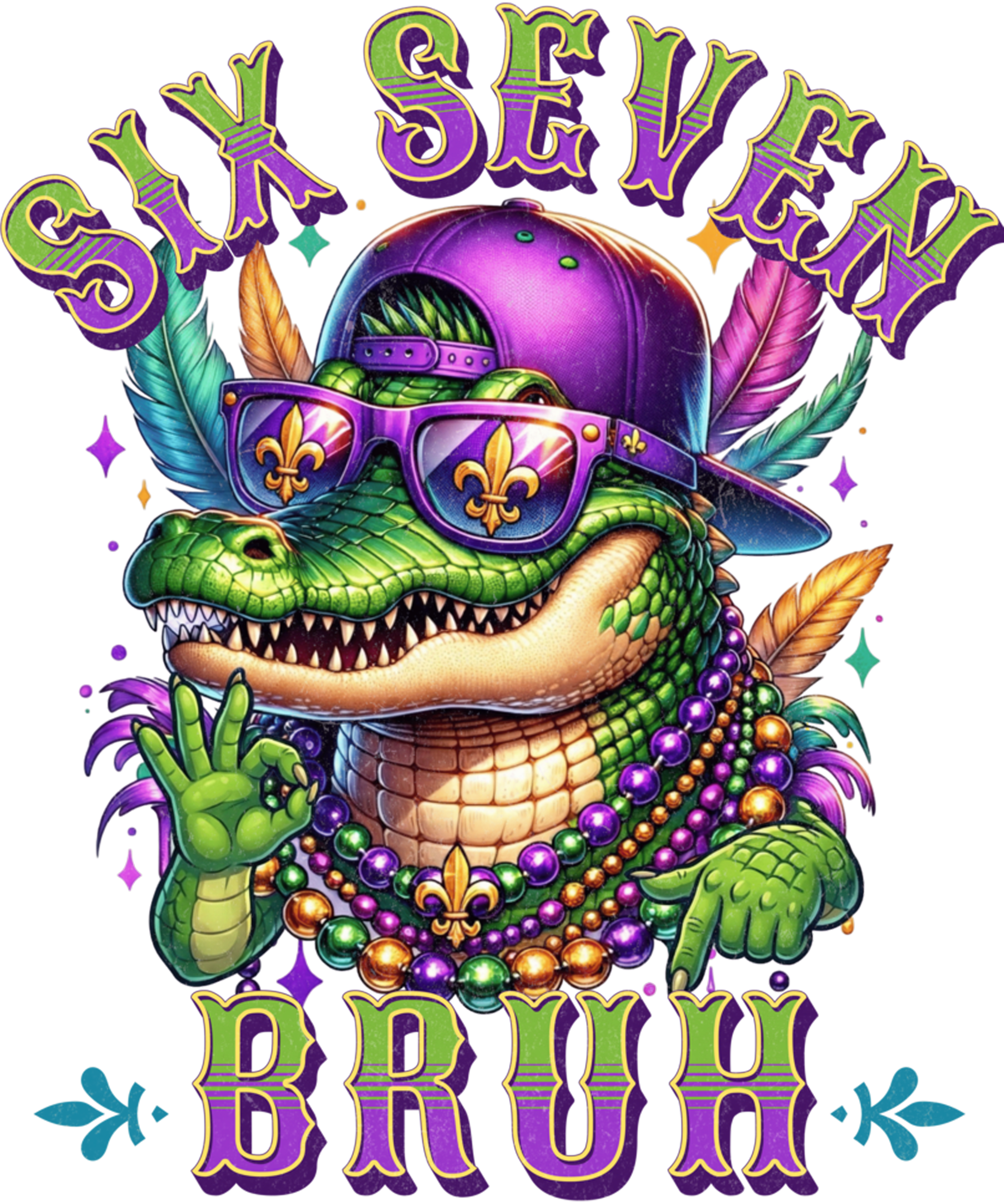 Mardi Gras 666 - Mardi Gras Six Seven Bruh Mardigator Alligator 6 7 Meme Boy Sweatshirt