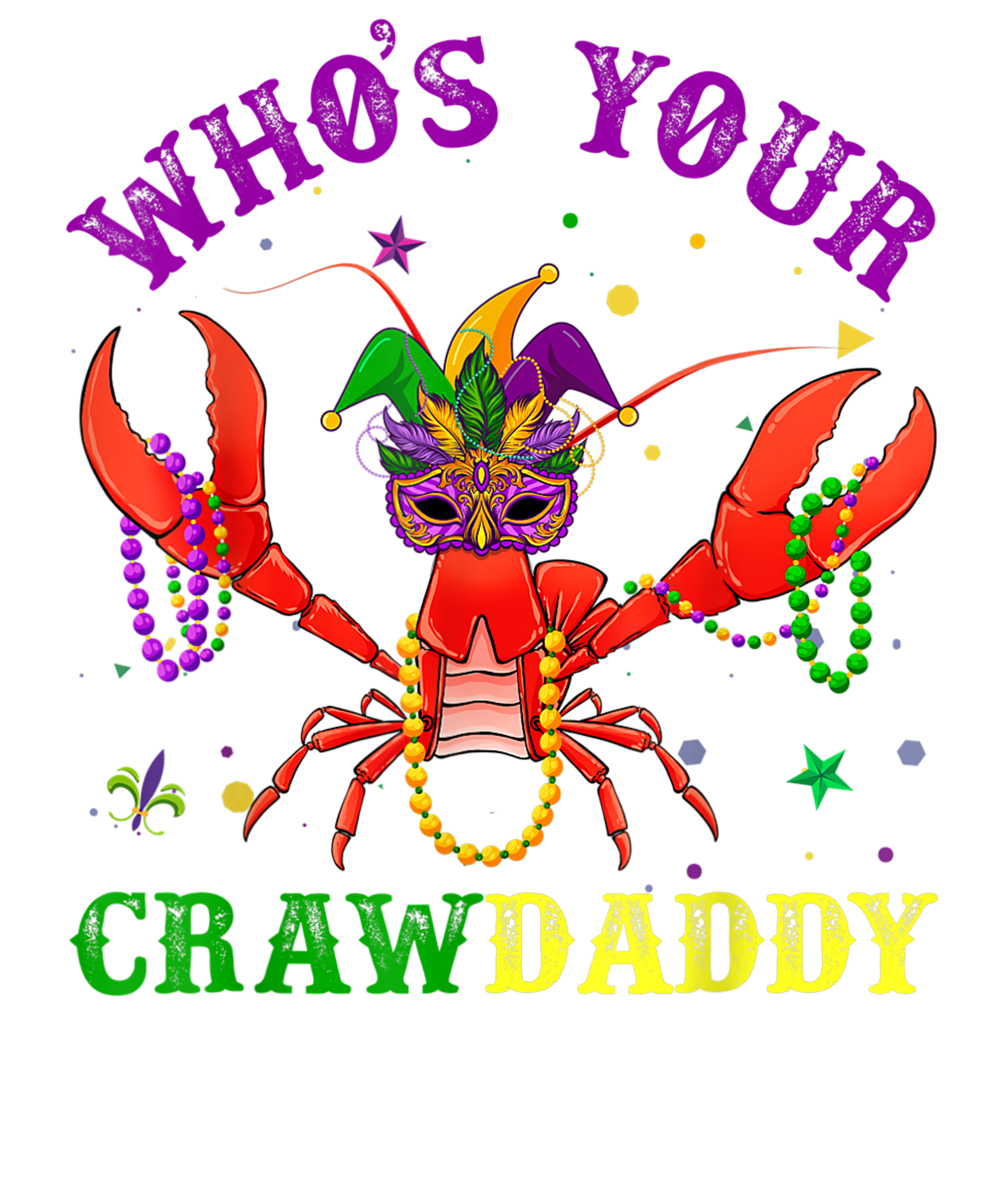 Mardi Gras 1041 - Who S Your Crawdaddy Crawfish Jester Beads Funny Mardi Gras(1)