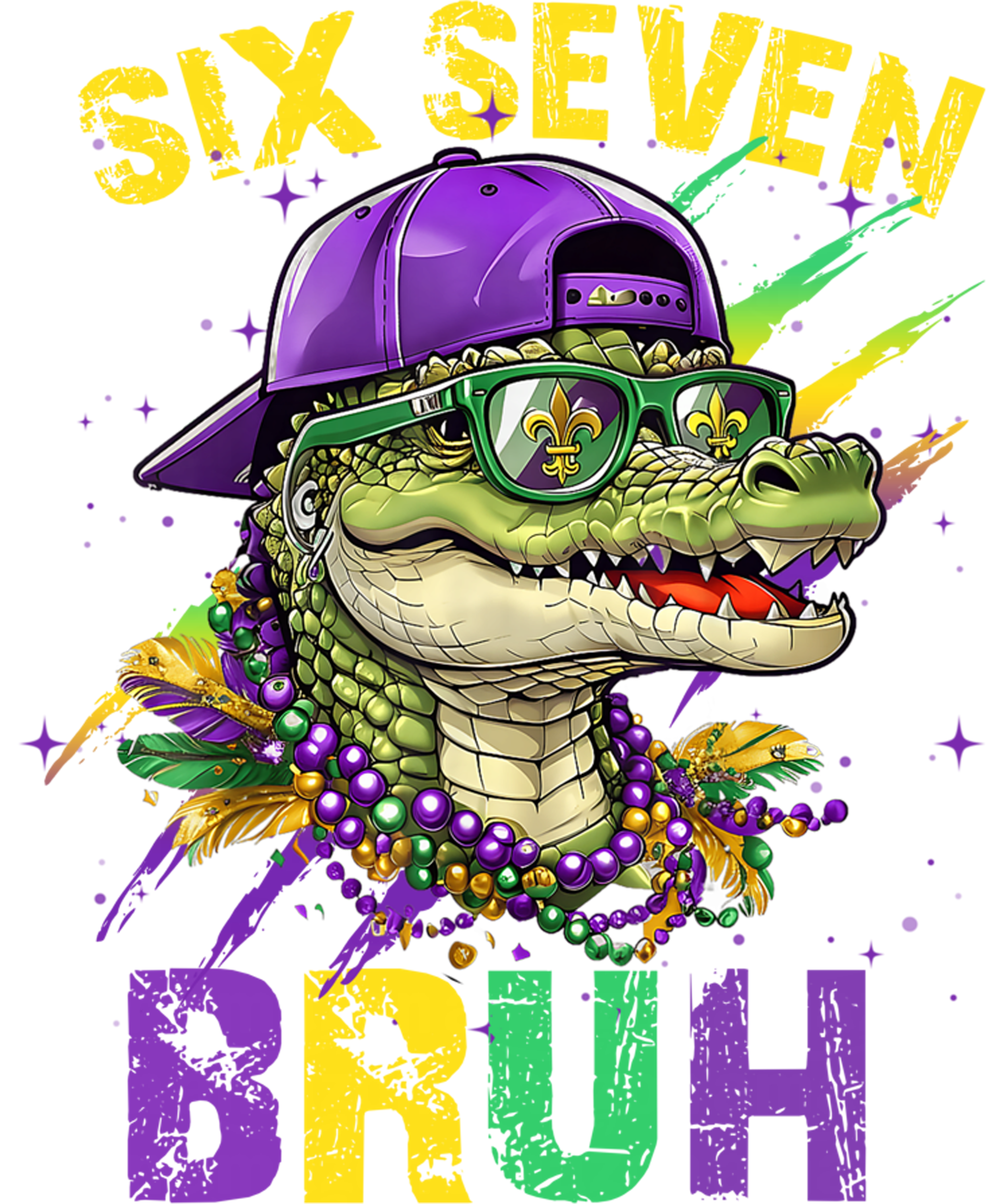 Mardi Gras 663 - Mardi Gras Six Seven Bruh Mardigator Alligator 6 7 Meme Boy Sweatshirt (1)