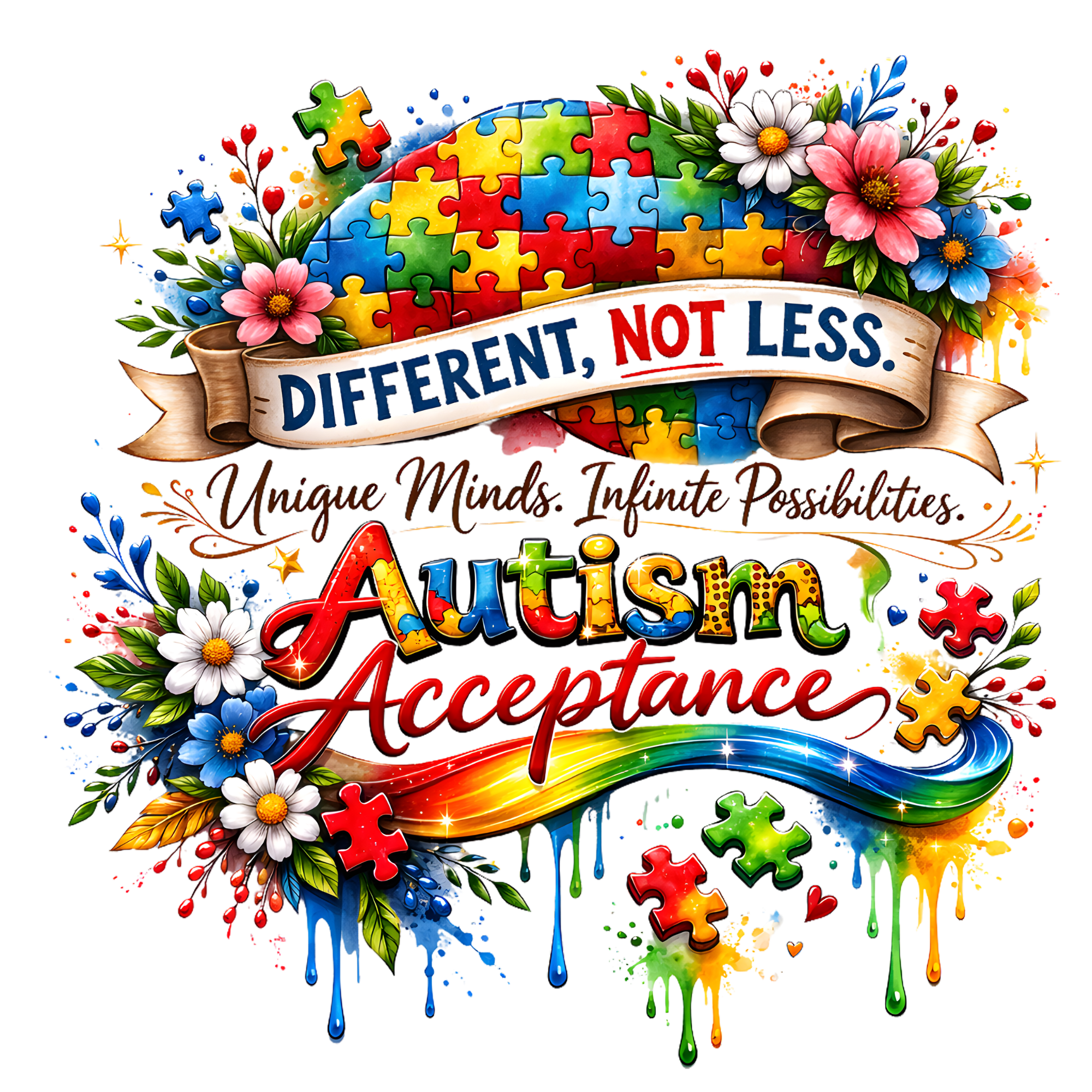 Autism 39 - 15.Peace And Love Autism Awareness Design