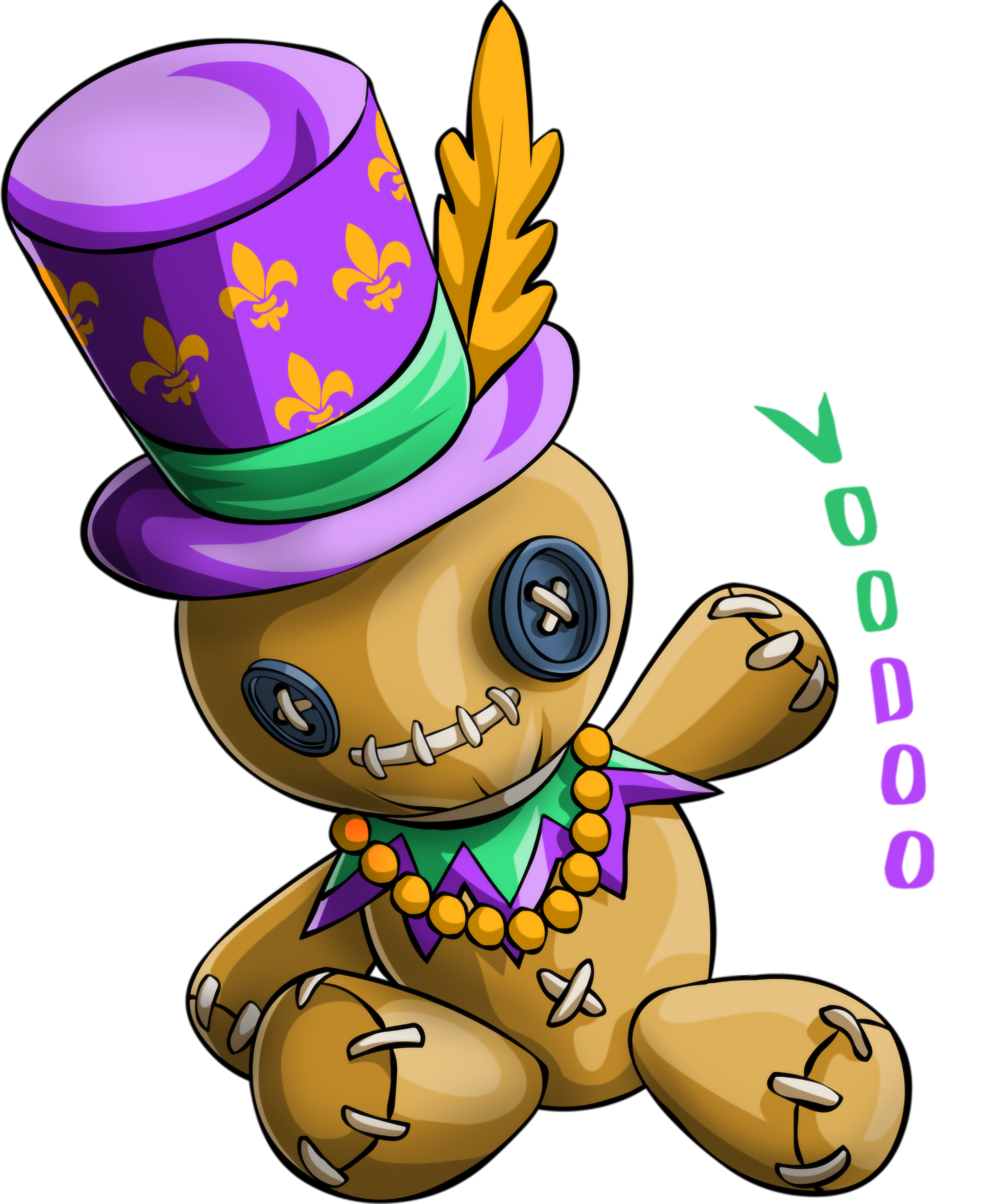 Mardi Gras 1034 - Voodoo Doll Mardi Gras Mask Jester Hat Beads Carnival Gift Long Sleeve T Shirt