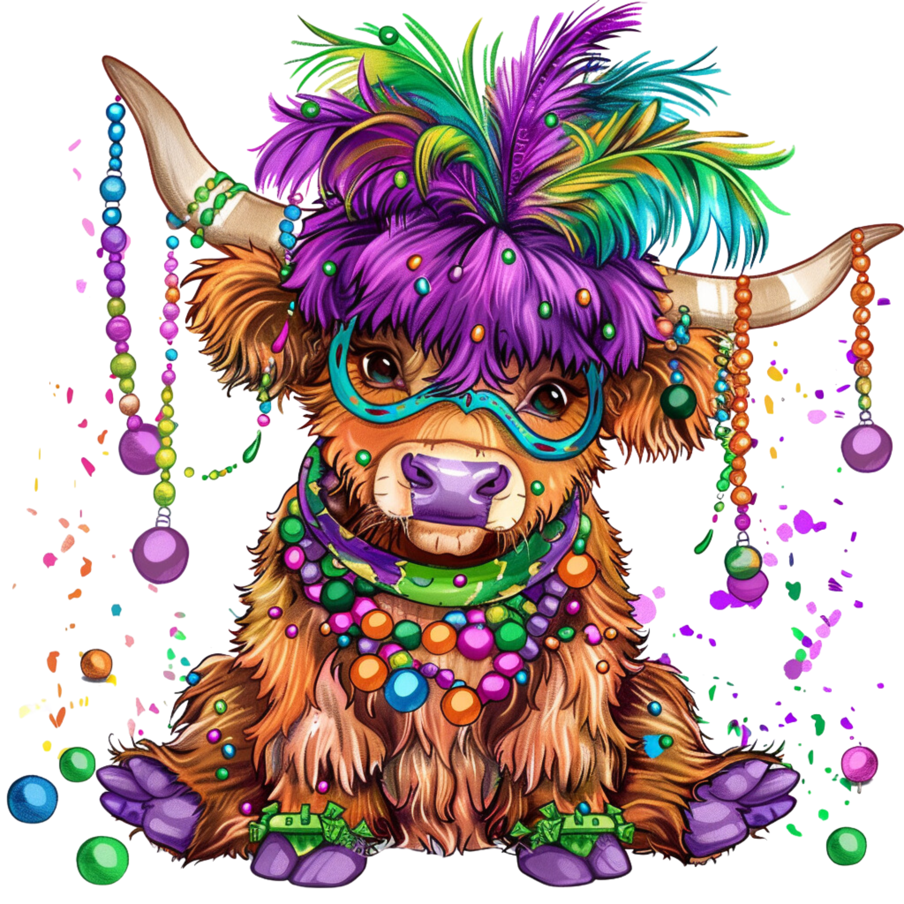 Mardi Gras 355 - Cute Mardi Gras Highland Cow 111374718 5