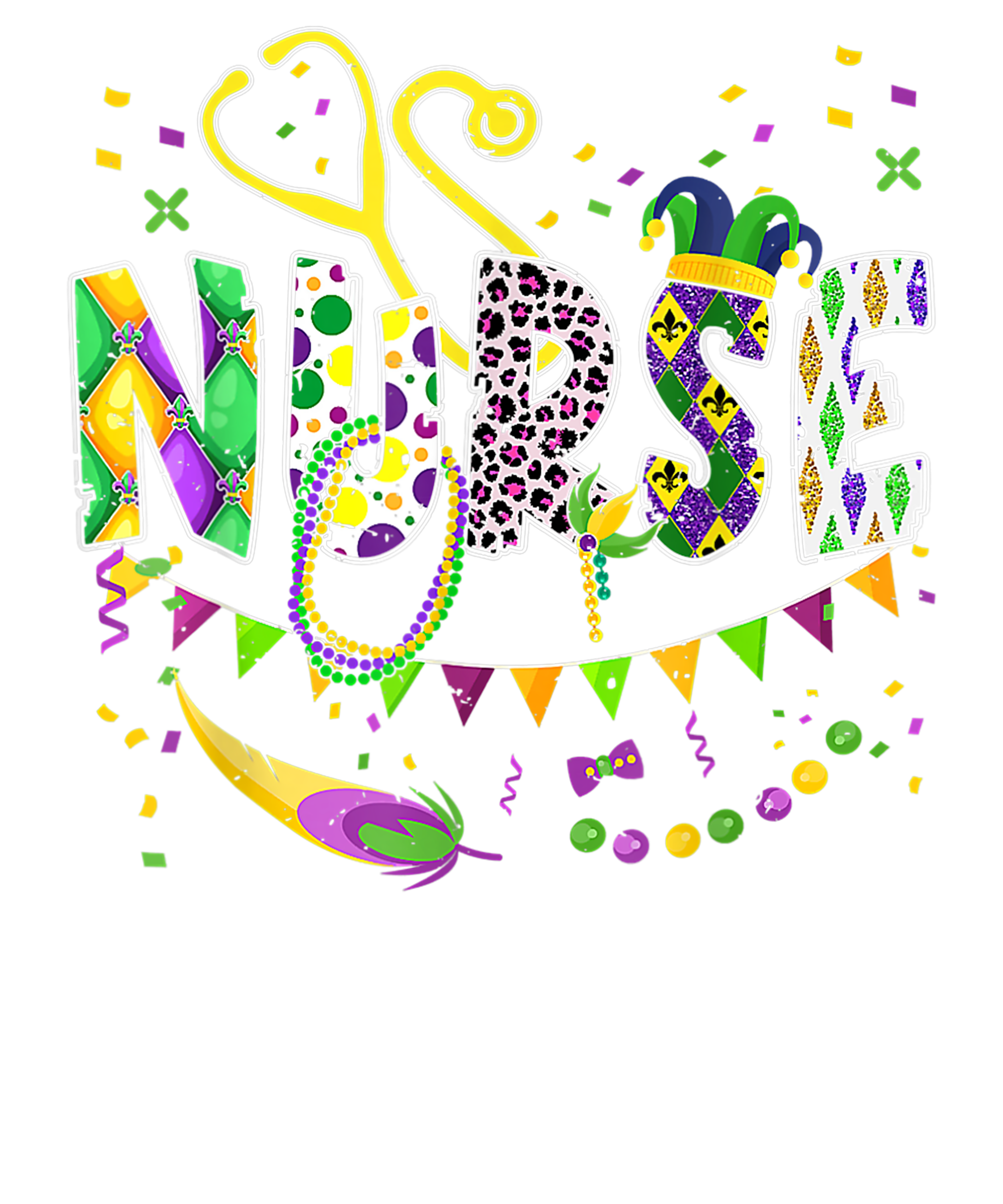 Mardi Gras 868 - Nurse Mardi Gras Scrub Top Rn Icu Pacu Nicu Er Cna A
