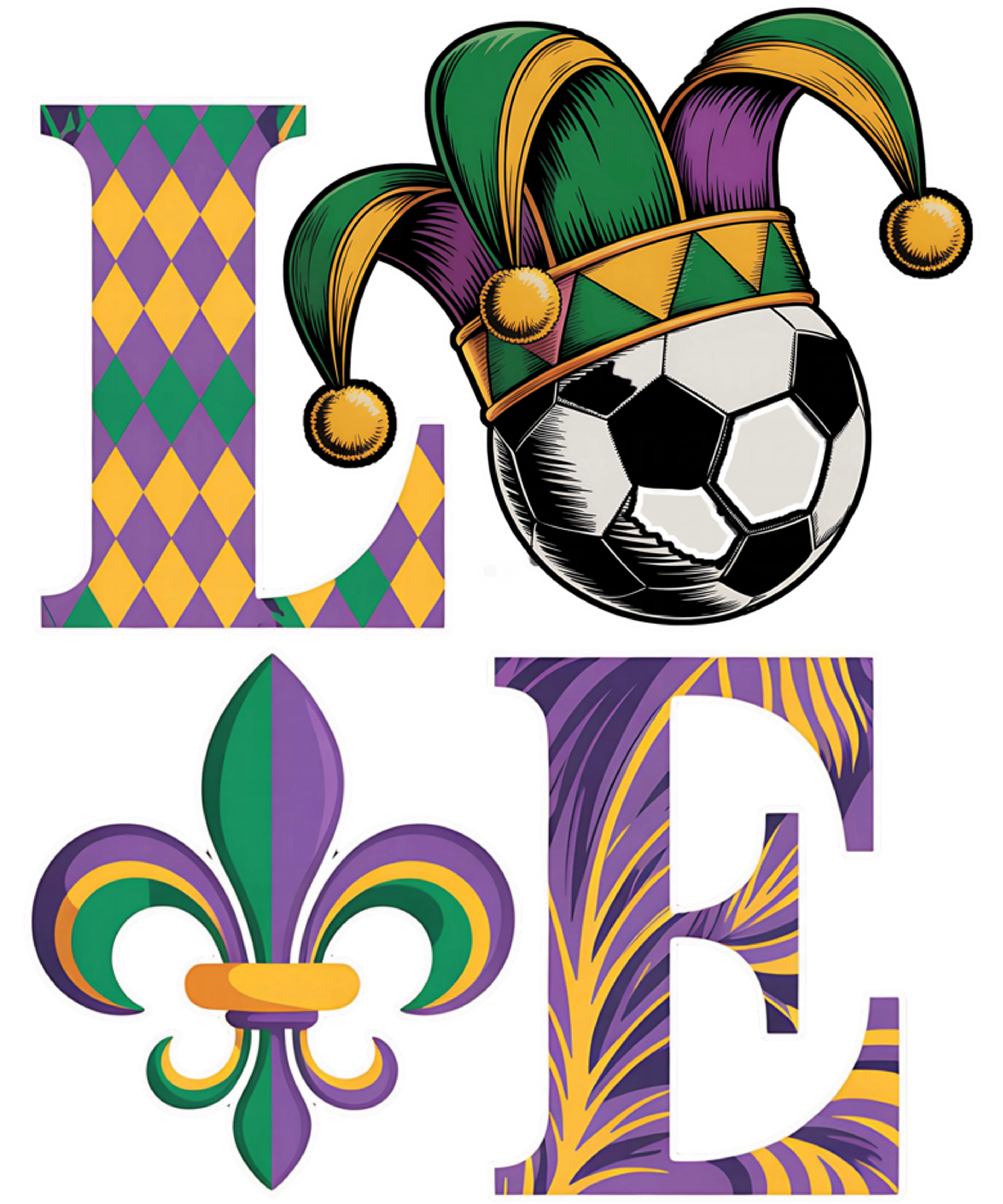 Mardi Gras 406 - Funny Love Soccer Mardi Gras Costume Carnival Women Men Sweatshirt