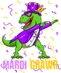 Mardi Gras 605 - Mardi Gras Dabbing T Rex Dinosaur Mardi Grawr Bead Costume T Shirt