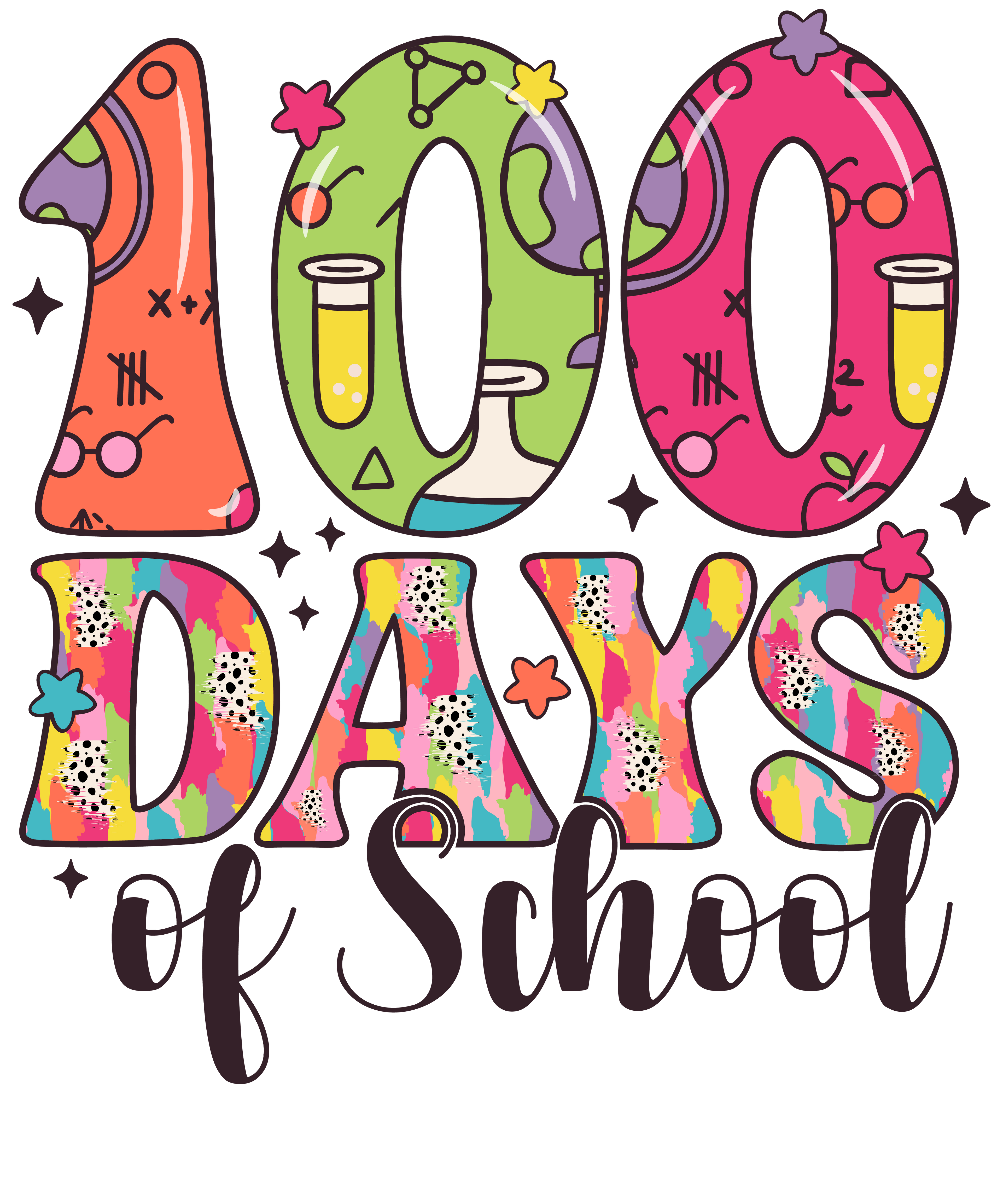 Back to School 14 - 100 Days Of School Brushstroke Dalmatian Dots Png300